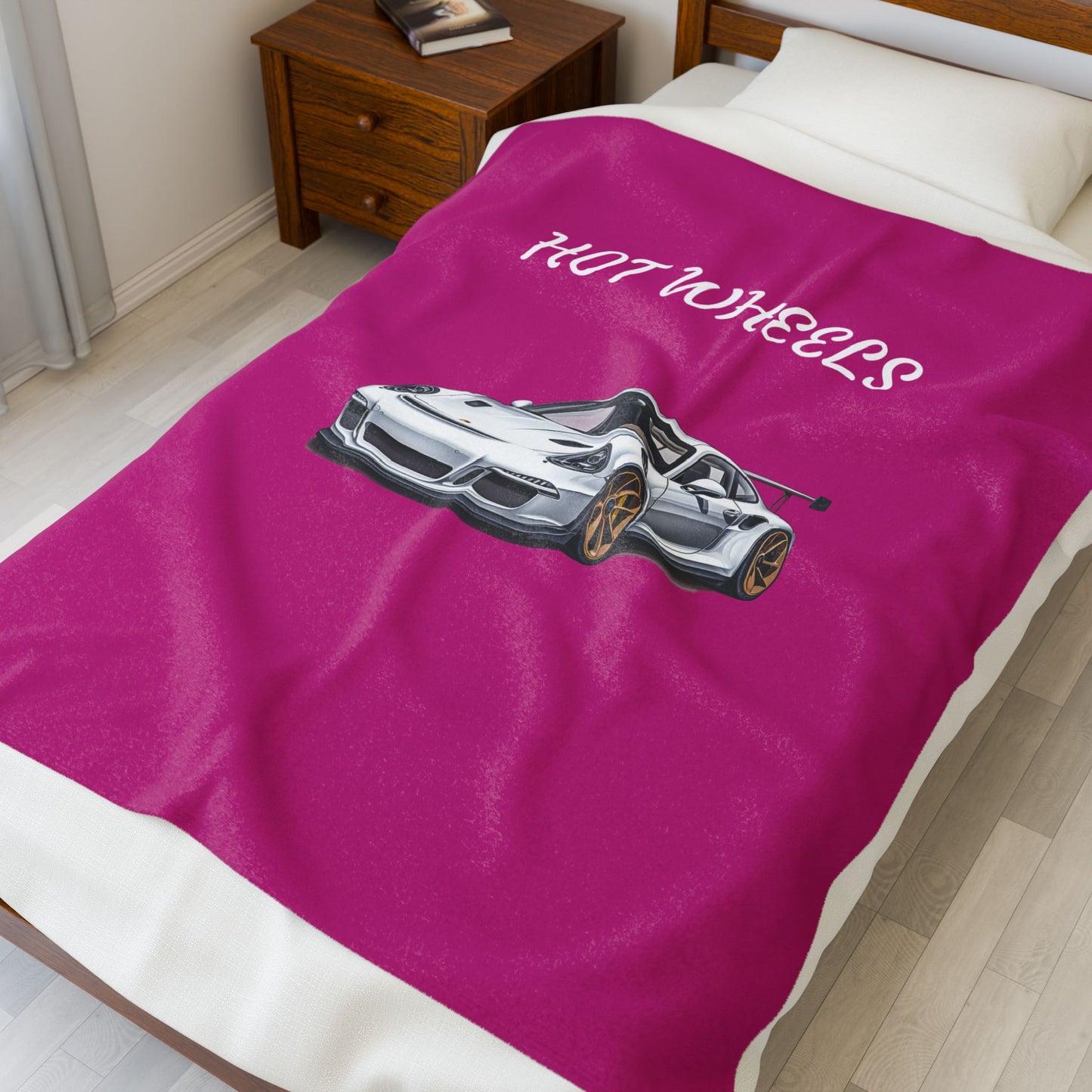 Princess Grace Hot Wheels Velveteen Plush Blanket Cozy Car Themed Throw for Automotive Enthusiasts