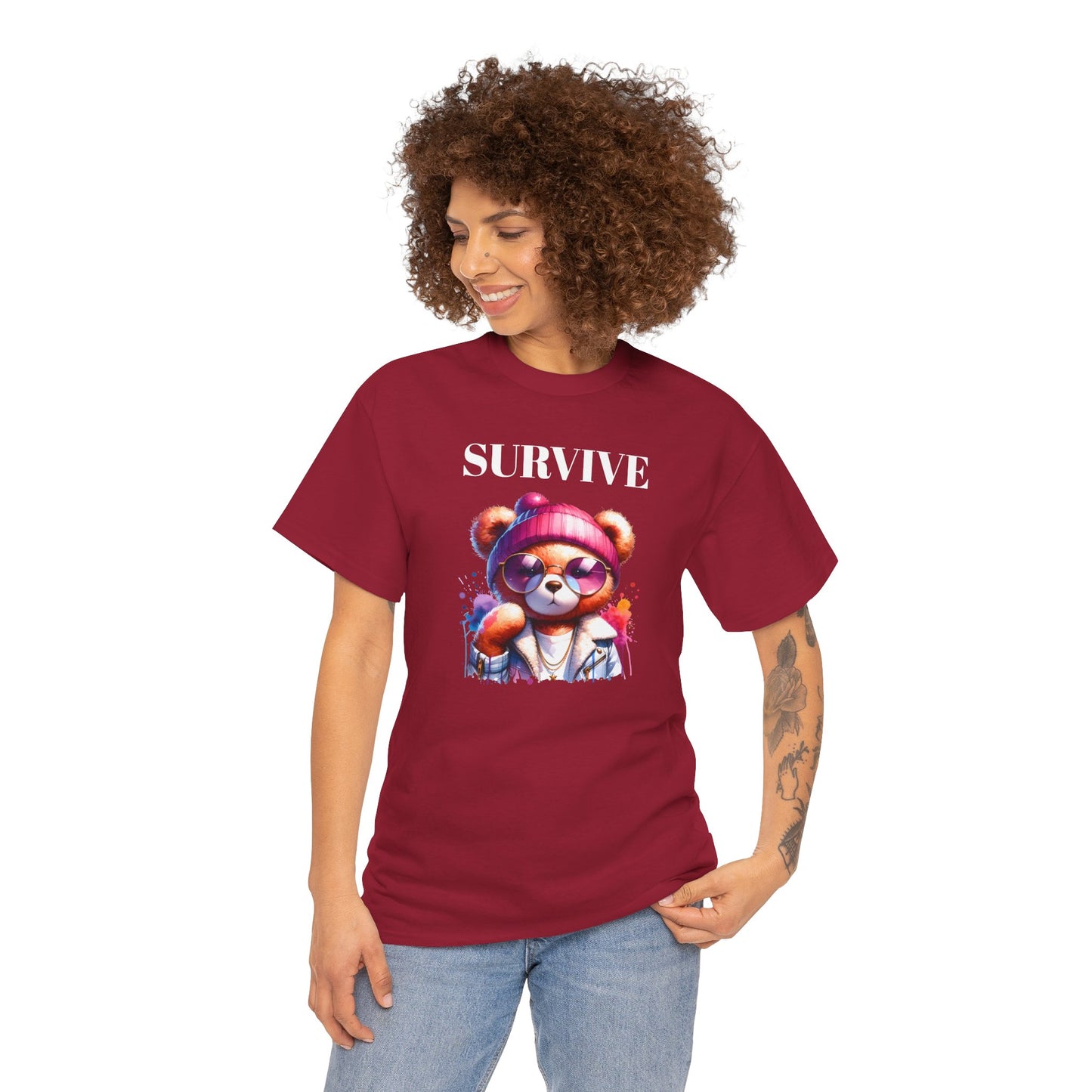 Princess Grace Survive Bear Graphic Tee Unisex Heavy Cotton T-Shirt