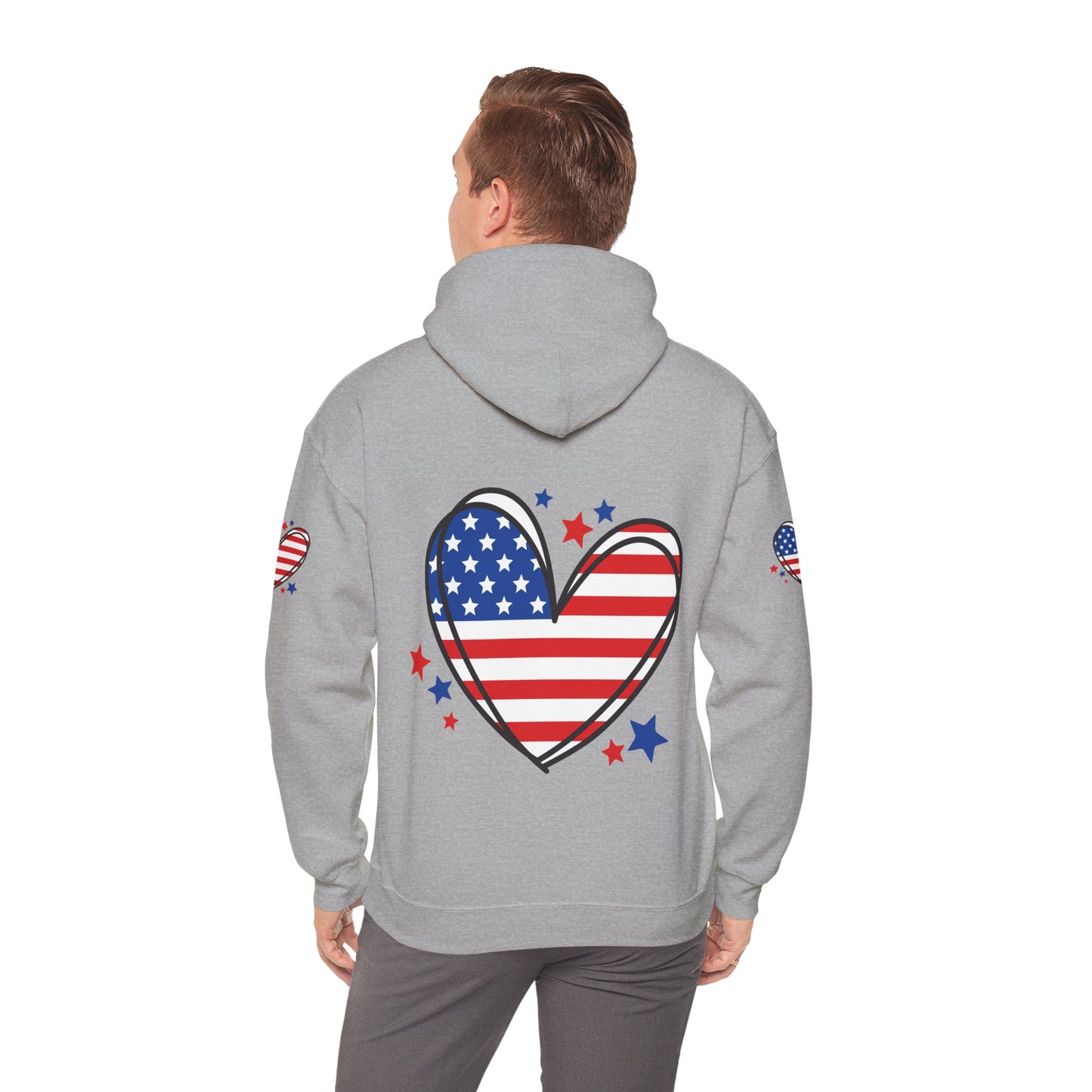 Princess Grace Patriotic Heart Hoodie Unisex Heavy Blend Hooded Sweatshirt for Independence Day & Year Round Love