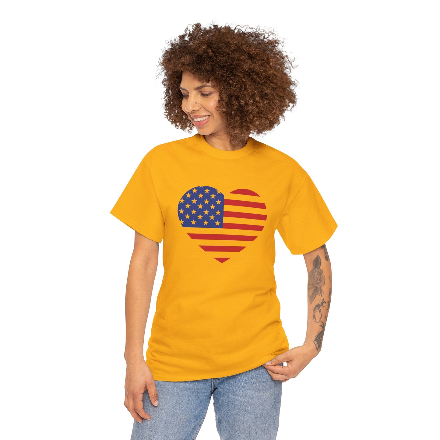 Princess Grace Patriotic Heart Unisex Heavy Cotton Tee Celebrate Freedom in Style