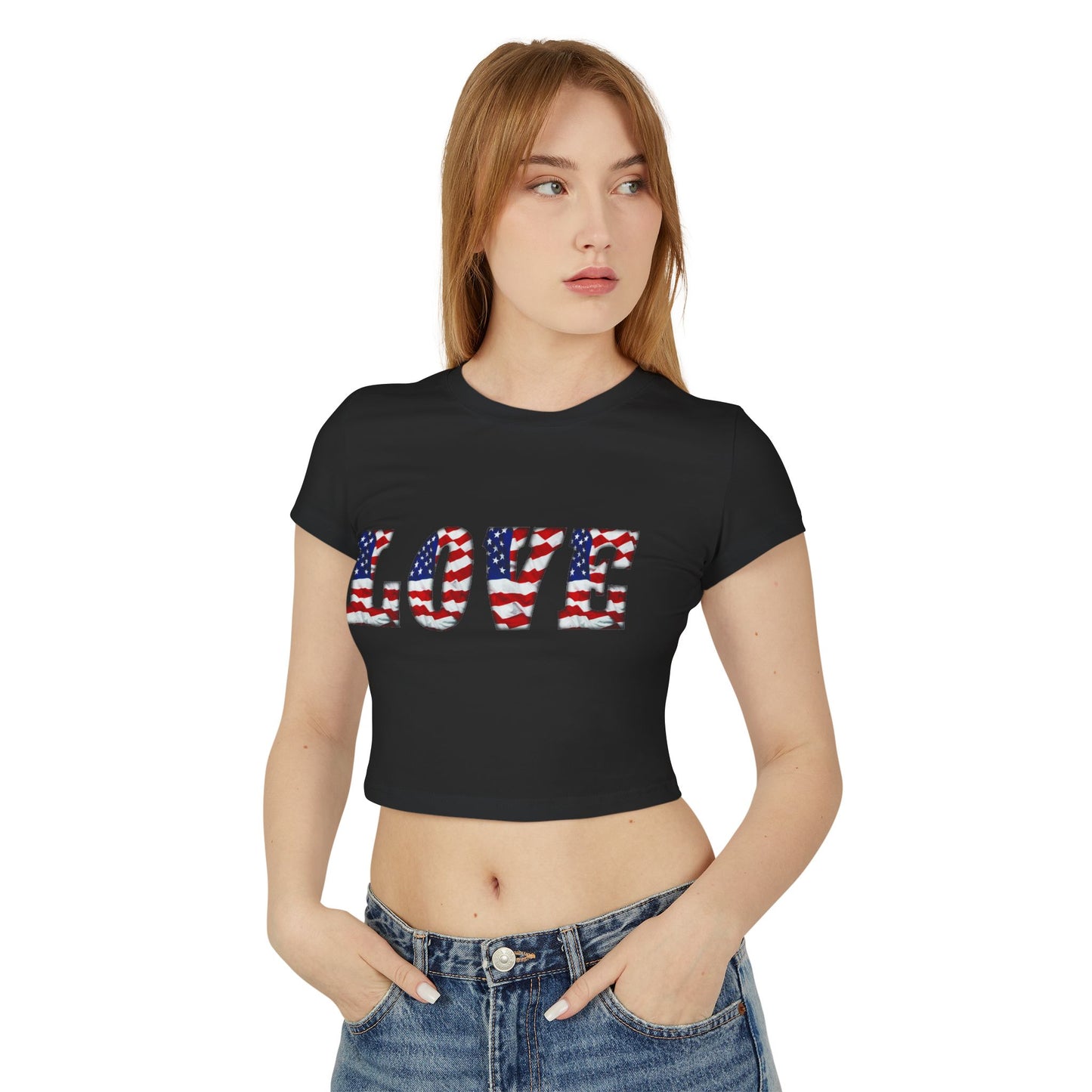 Princess Grace Patriotic Love Women's Baby Tee USA Flag Design