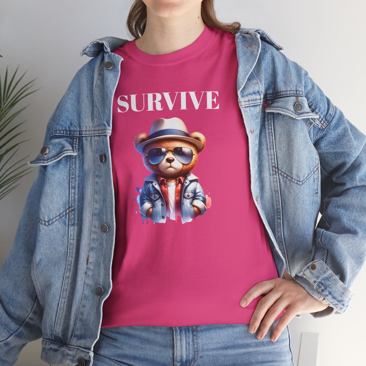Princess Grace Cool Bear Graphic Tee 'Survive' Unisex Heavy Cotton T-Shirt