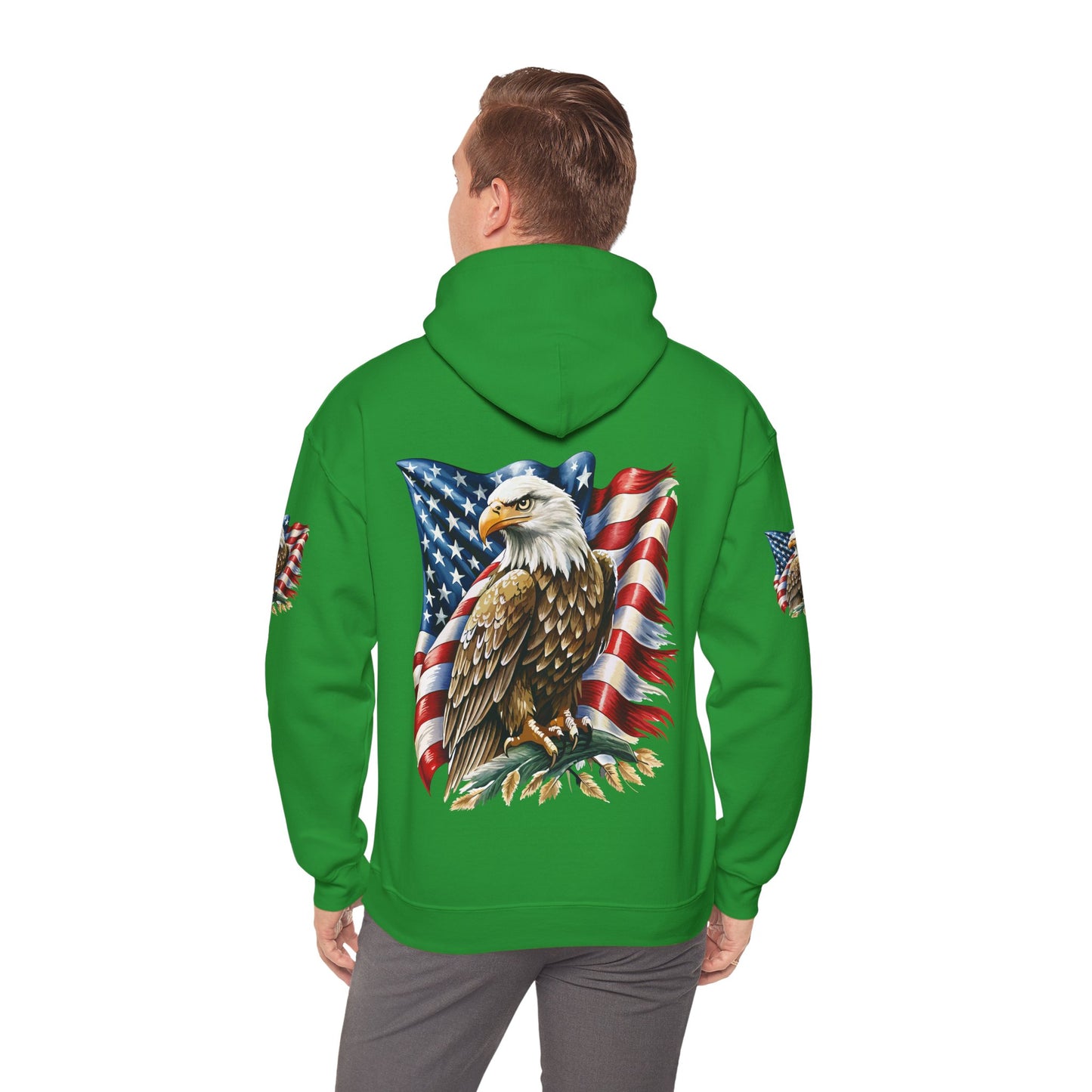 Princess Grace Patriotic Eagle Hooded Sweatshirt Unisex Heavy Blend Perfect for Memorial Day & Independence Day