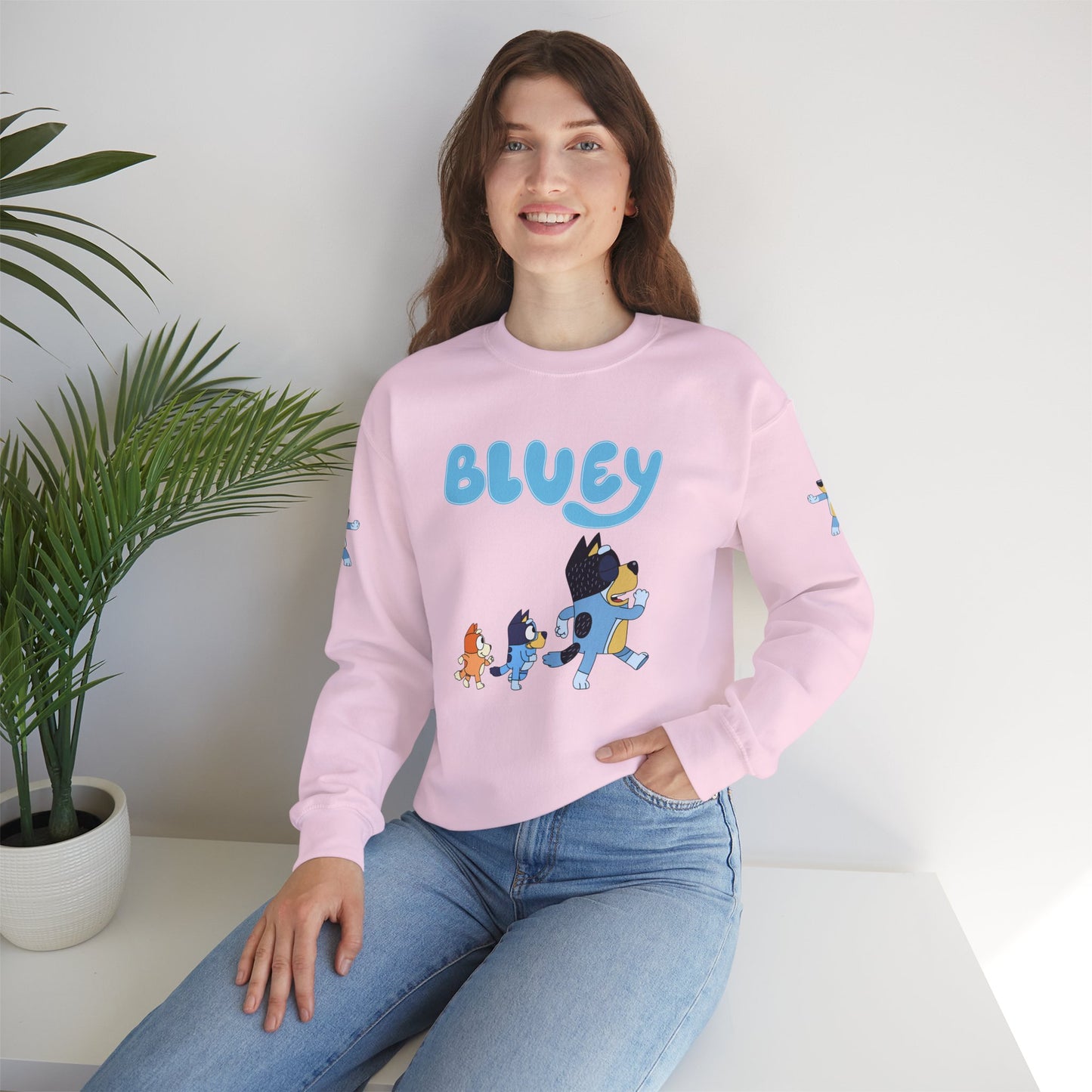 Princess Grace Bluey Family Unisex Crewneck Sweatshirt Cozy Cartoon Apparel