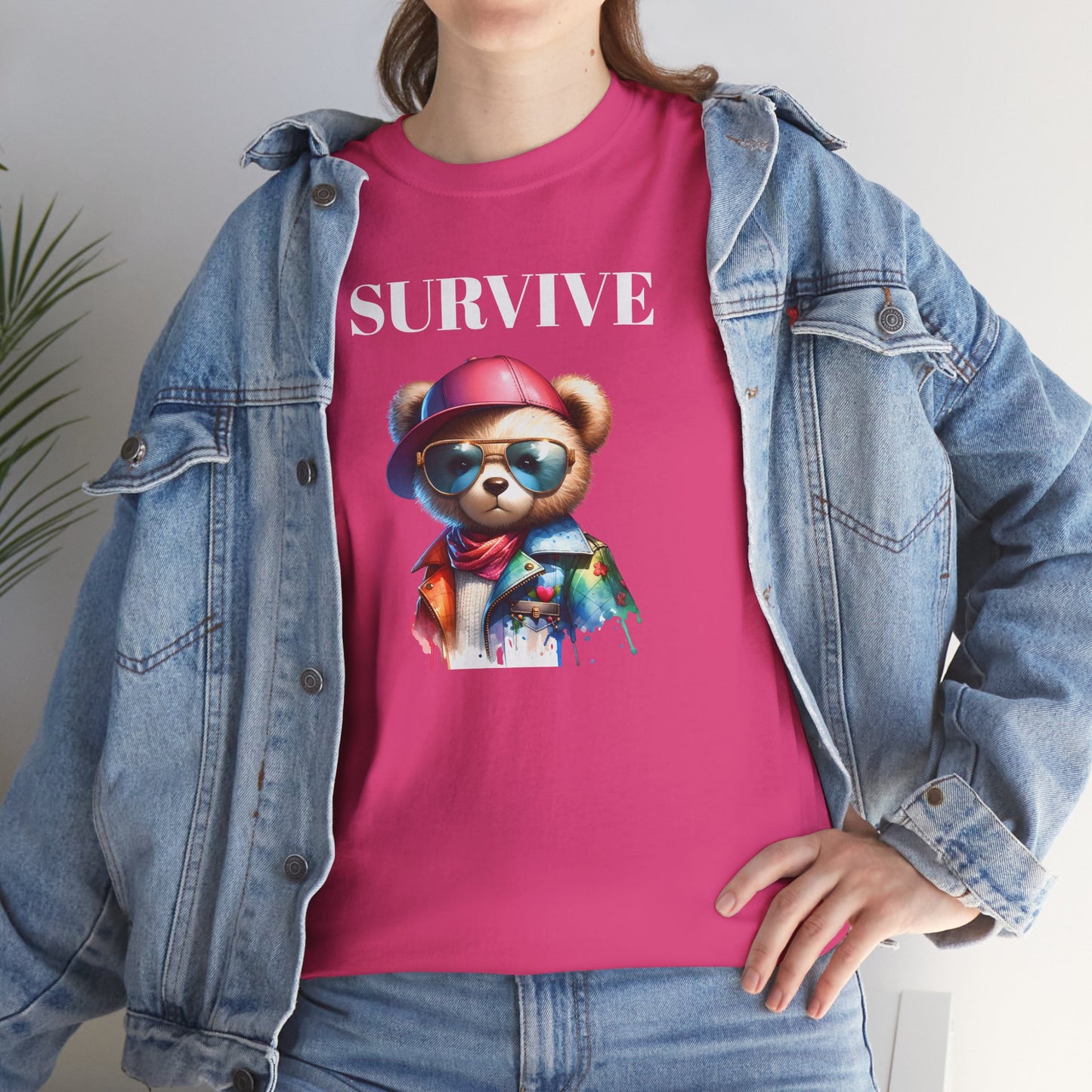 Princess Grace Survive Bear Unisex Heavy Cotton Tee Cool Graphic T-Shirt for Casual Style