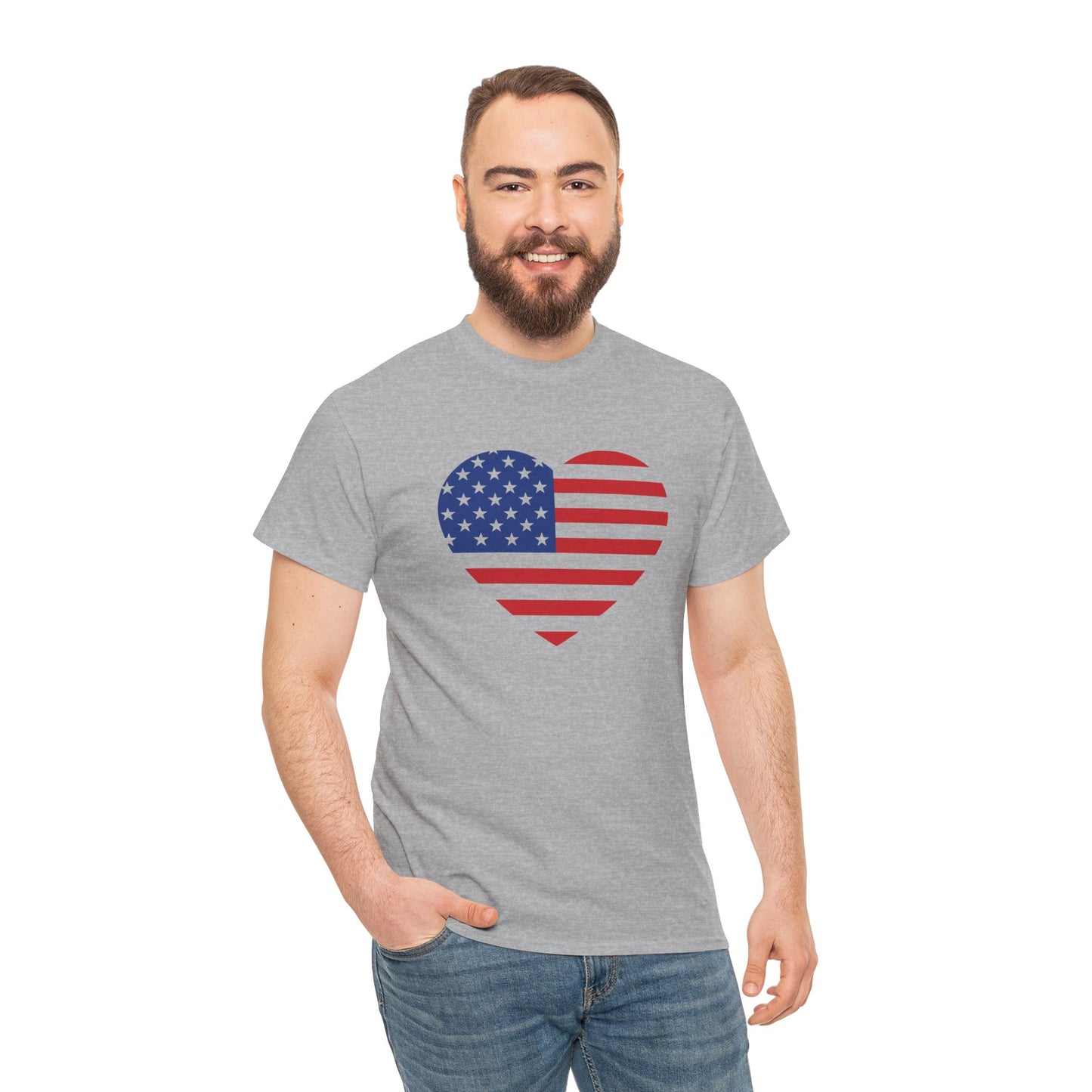 Princess Grace Patriotic Heart Unisex Heavy Cotton Tee Celebrate Freedom in Style