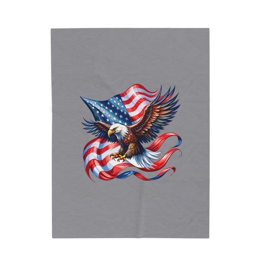 Princess Grace  Patriotic Eagle Velveteen Plush Blanket  Cozy Flag Design for Independence Day & Celebrations