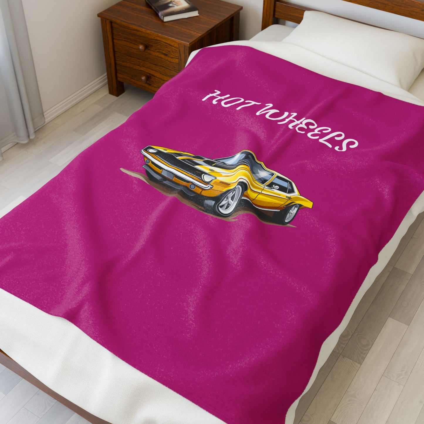 Princess Grace Hot Wheels Velveteen Plush Blanket Cozy Car Themed Throw for Movie Nights & Kids Rooms