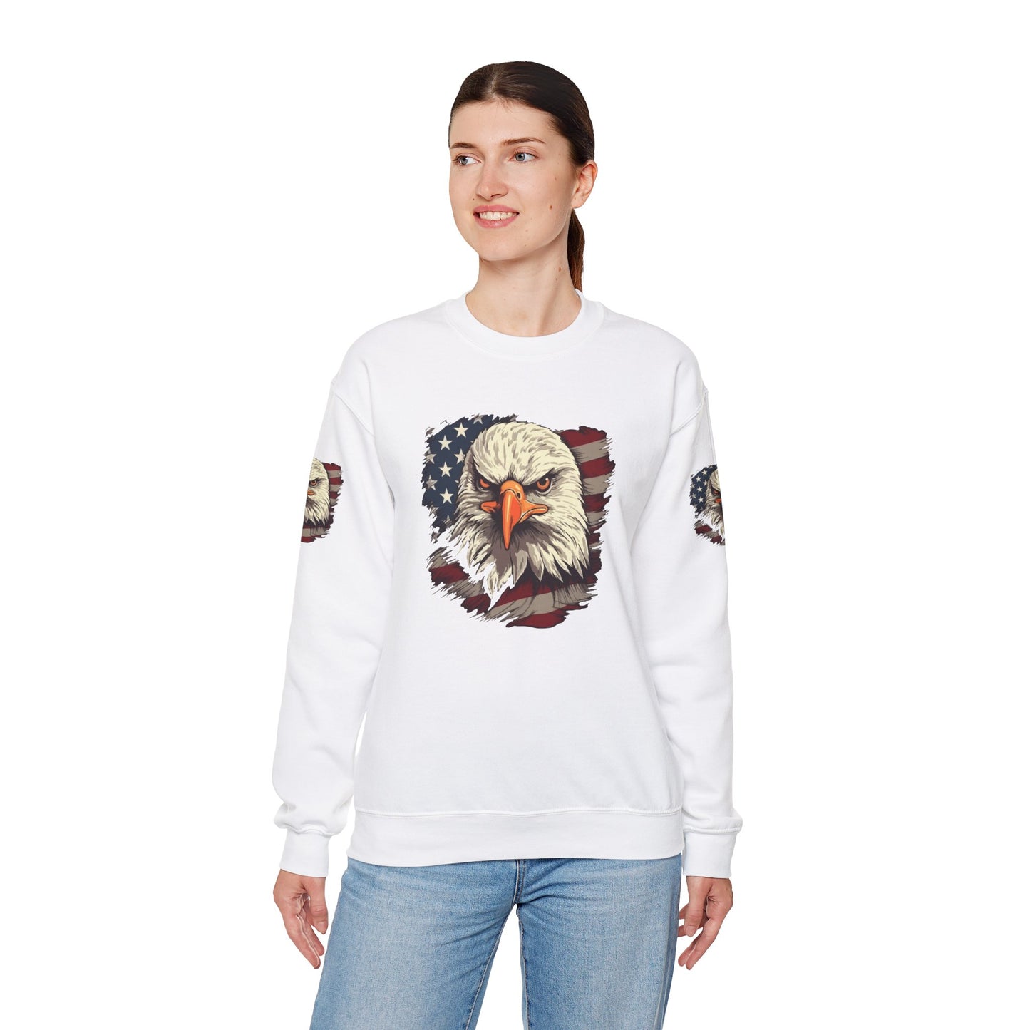 Princess Grace Patriotic Eagle Crewneck Sweatshirt Unisex Heavy Blend