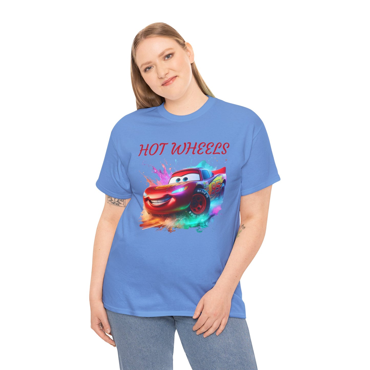 Princess Grace Hot Wheels Unisex Heavy Cotton Tee Fun Car Graphic T-Shirt for Kids and Adults