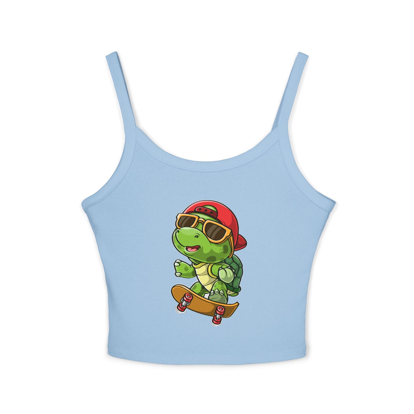 Princess Grace Cute Cartoon Turtle Skateboarding Women's Spaghetti Strap Tank Top