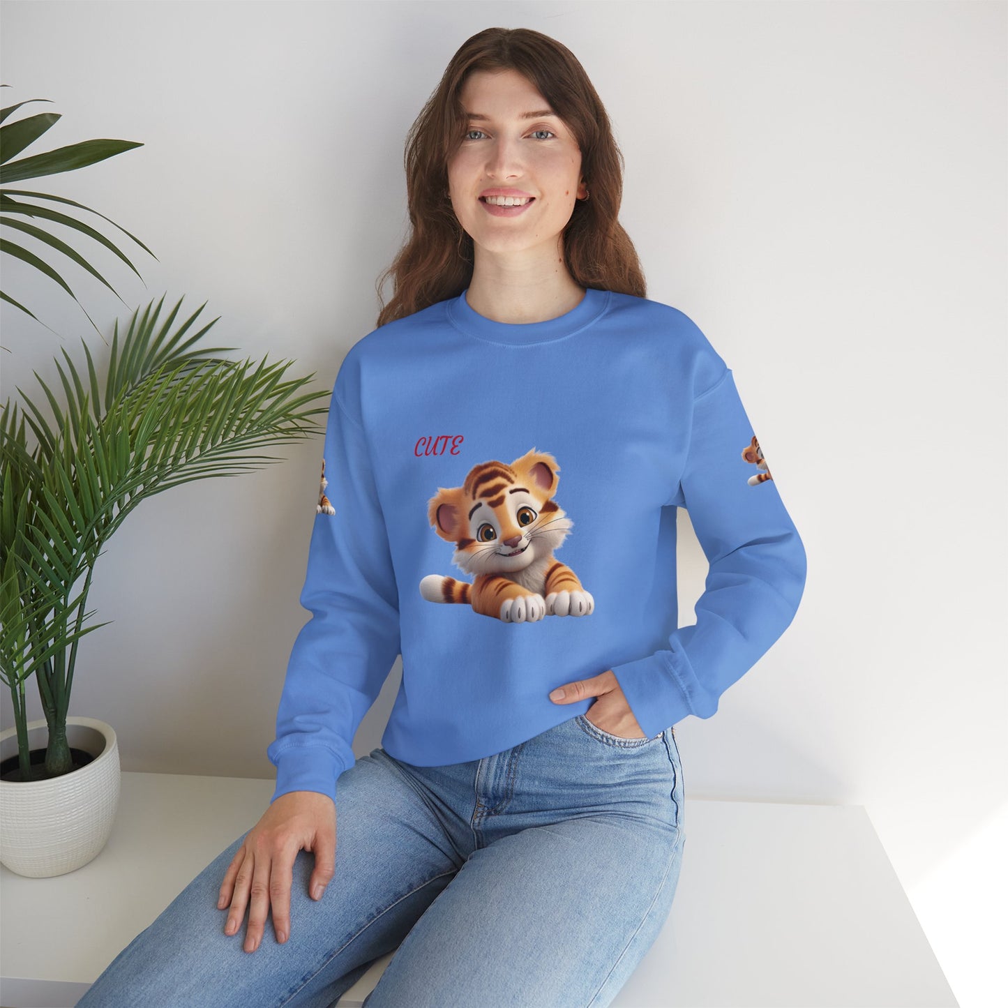Princess Grace Cute Tiger Graphic Sweatshirt Unisex Heavy Blend Crewneck