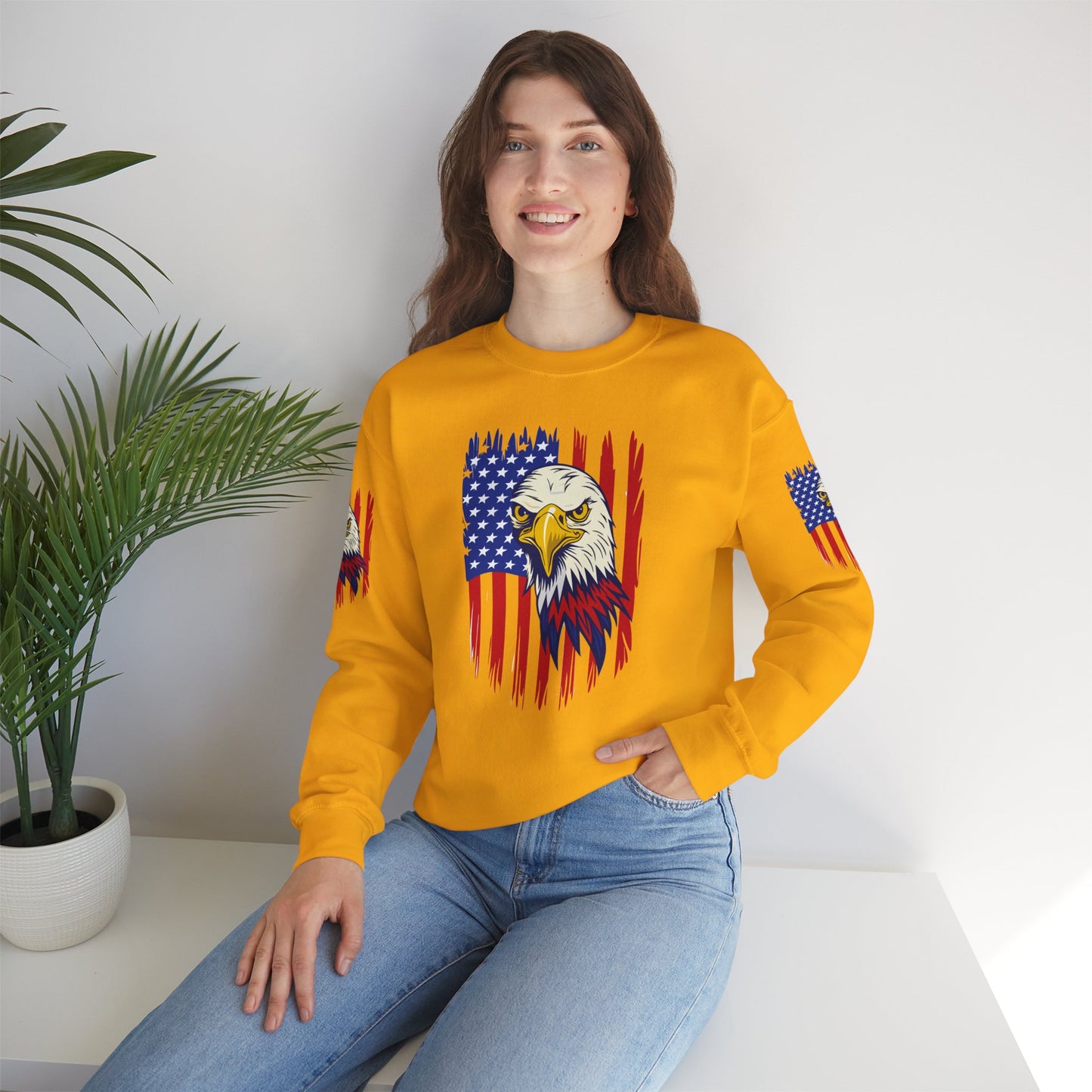 Princess Grace Patriotic Eagle Crewneck Sweatshirt Unisex Heavy Blend