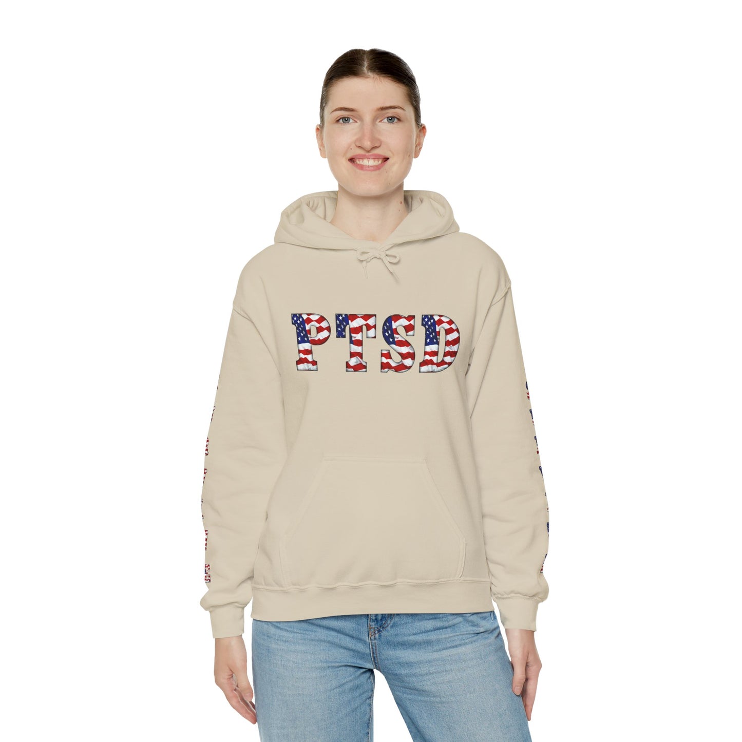 Princess Grace PTSD Awareness Unisex Heavy Blend Hoodie Support Survivors with American Flag Design