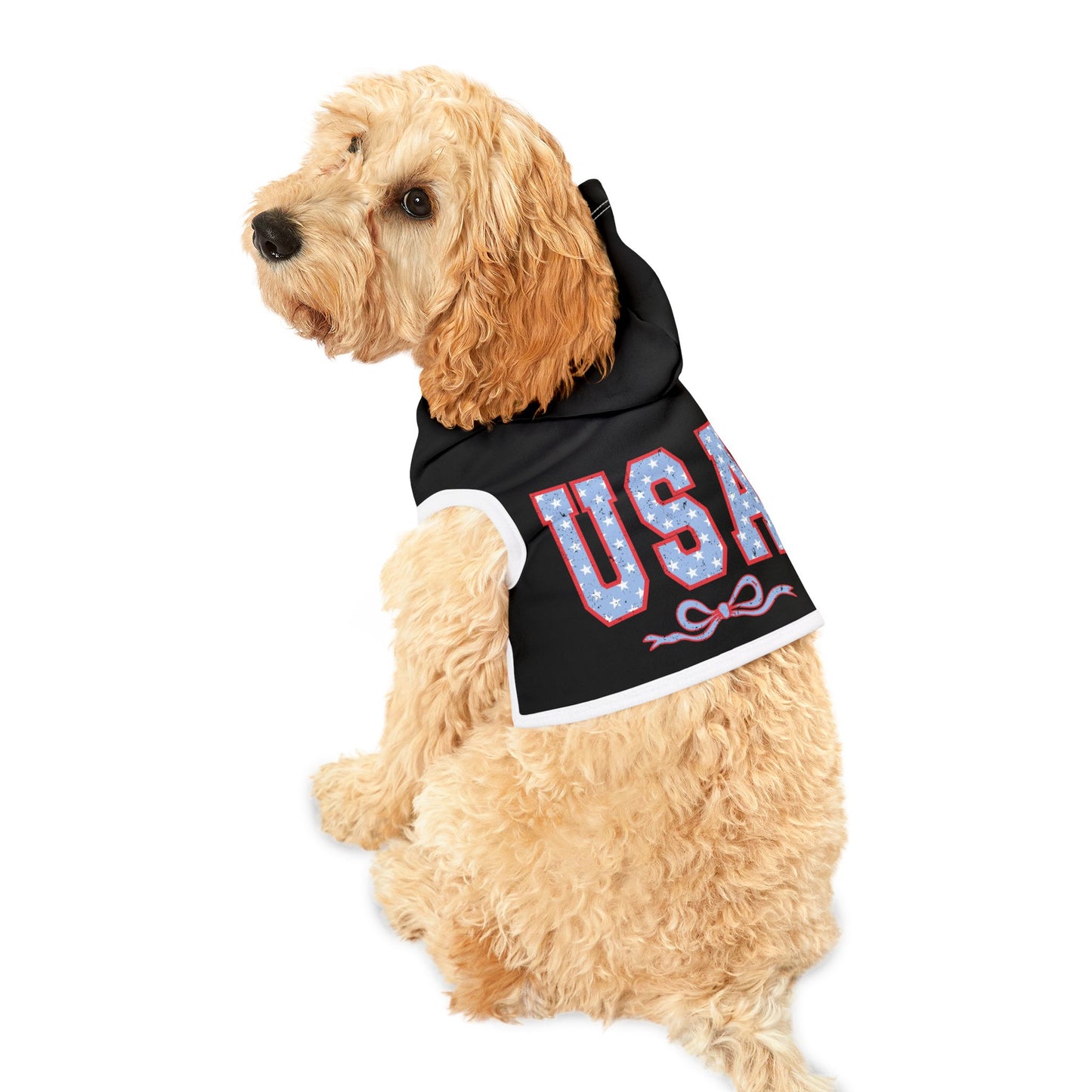 Princess Grace USA Stars & Stripes Pet Hoodie Stylish Dog Sweatshirt for Patriotic Celebrations