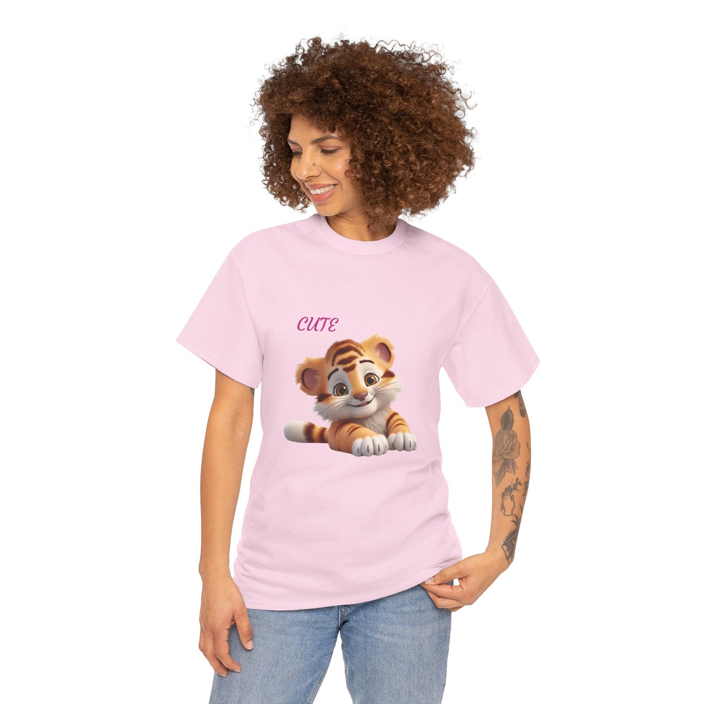 Princess Grace Cute Tiger Graphic Tee Unisex Heavy Cotton T-Shirt for Animal Lovers