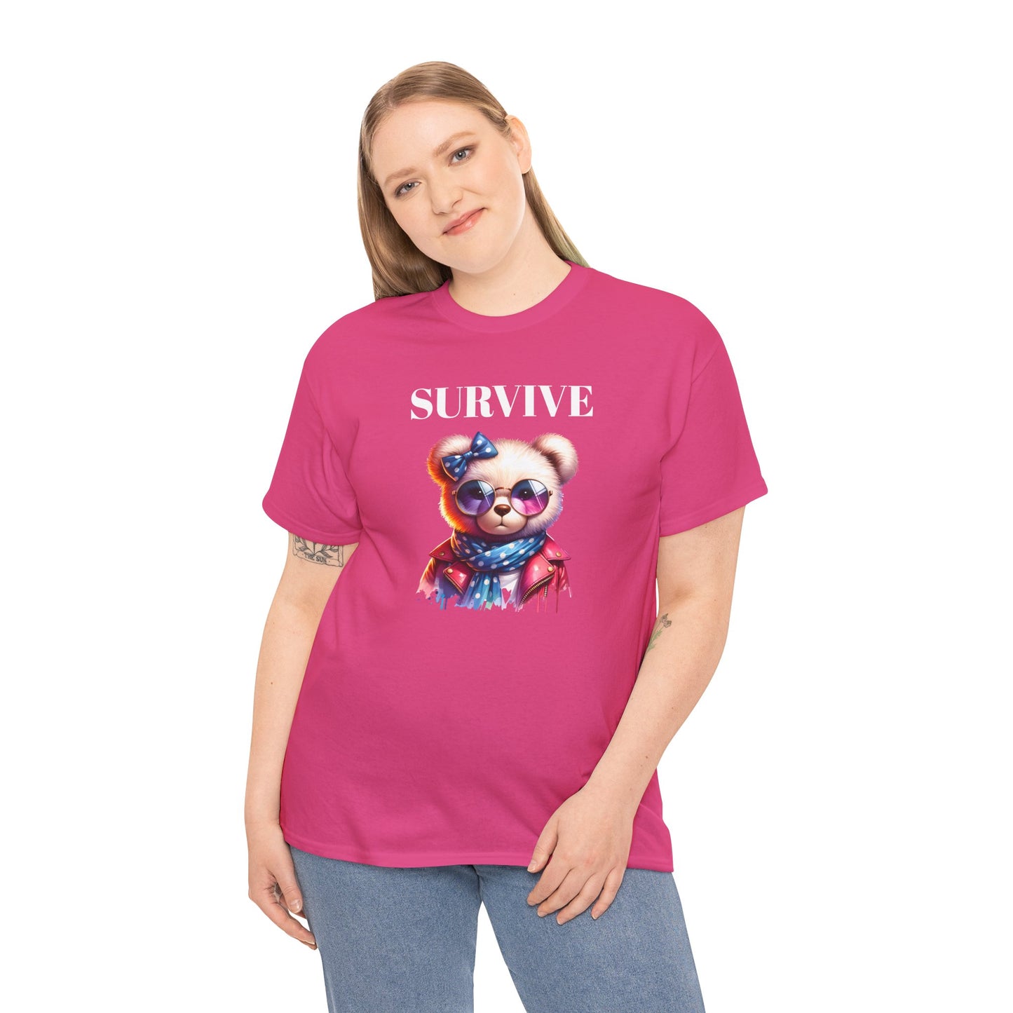 Princess Grace Cute Panda Illustration "Survive" Unisex Heavy Cotton Tee