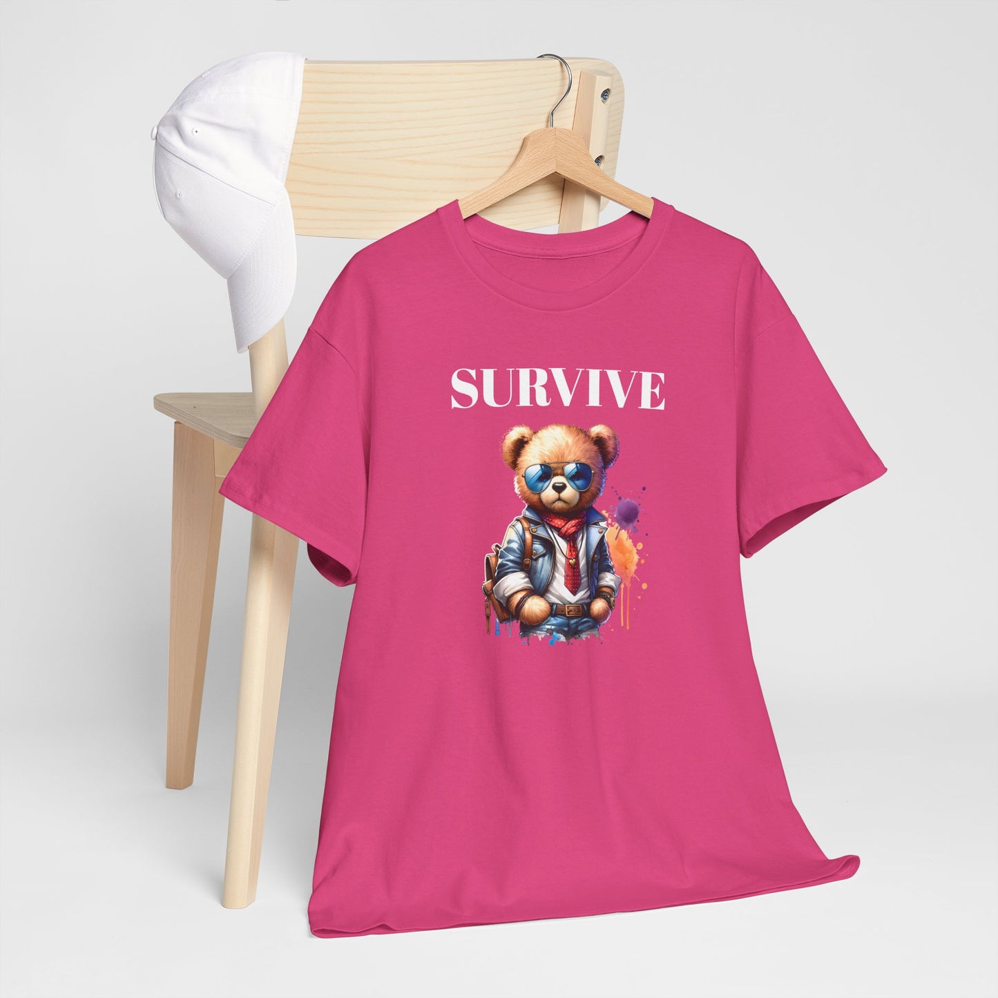 Princess Grace Survive Graphic Unisex Heavy Cotton Tee Streetwear Style with Bear Design