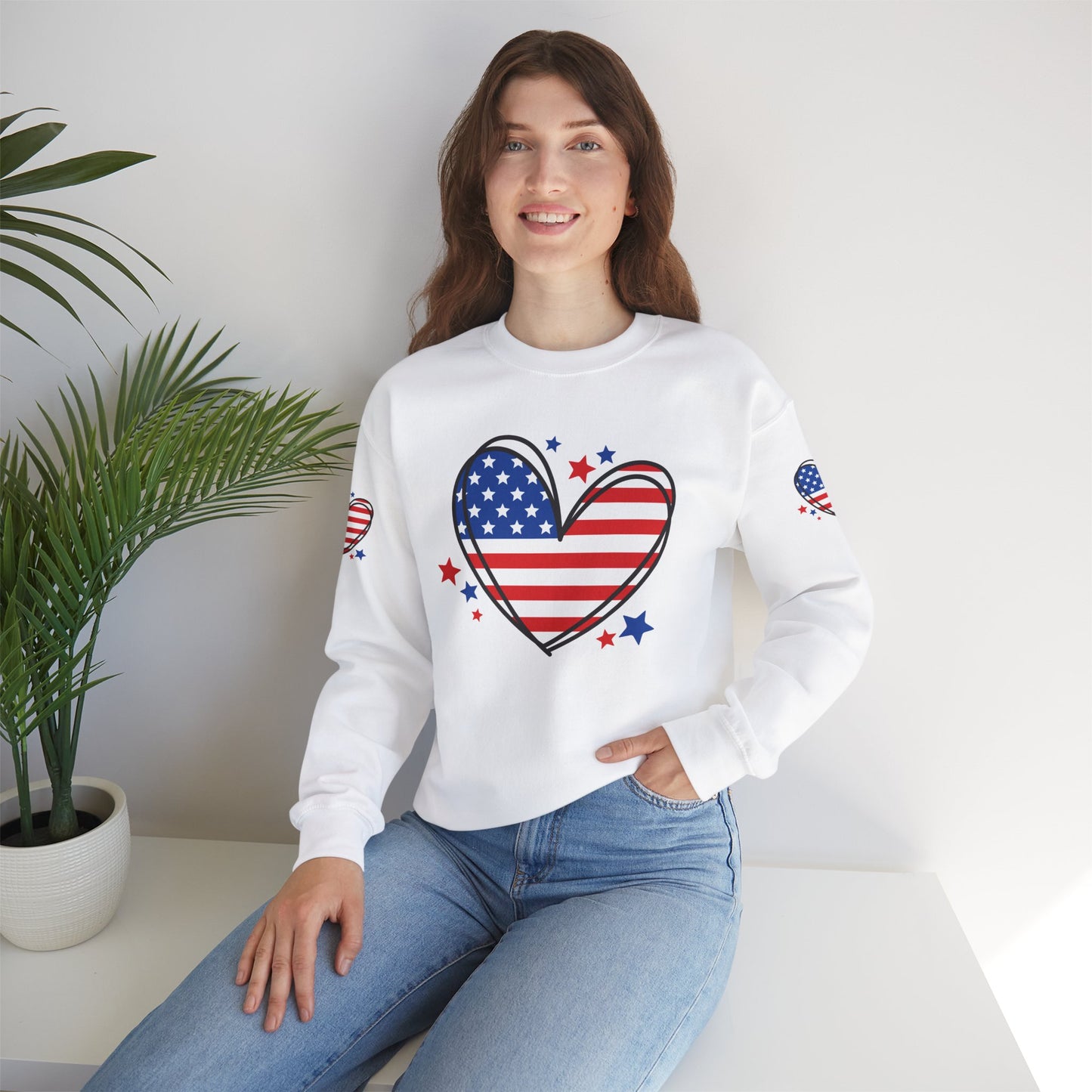 Princess Grace Patriotic Heart Crewneck Sweatshirt
