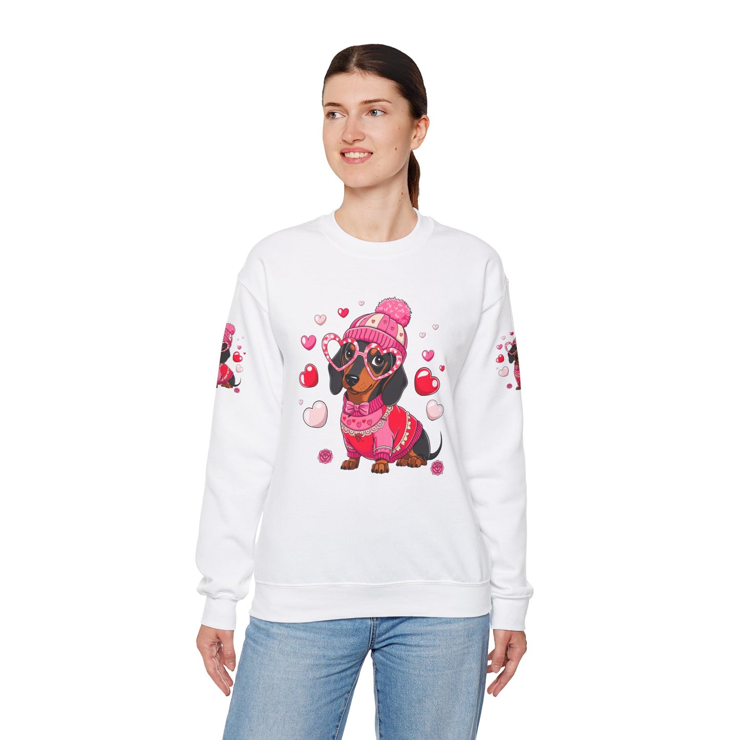 Princess Grace Cute Dachshund Love Sweatshirt Cozy Unisex Crewneck for Pet Lovers