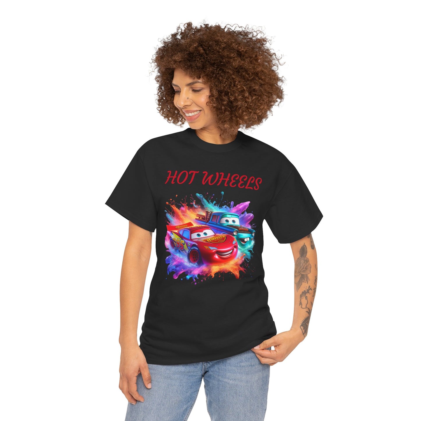 Princess Grace Hot Wheels Cotton Tee Fun and Colorful Graphic T-Shirt for Car Lovers