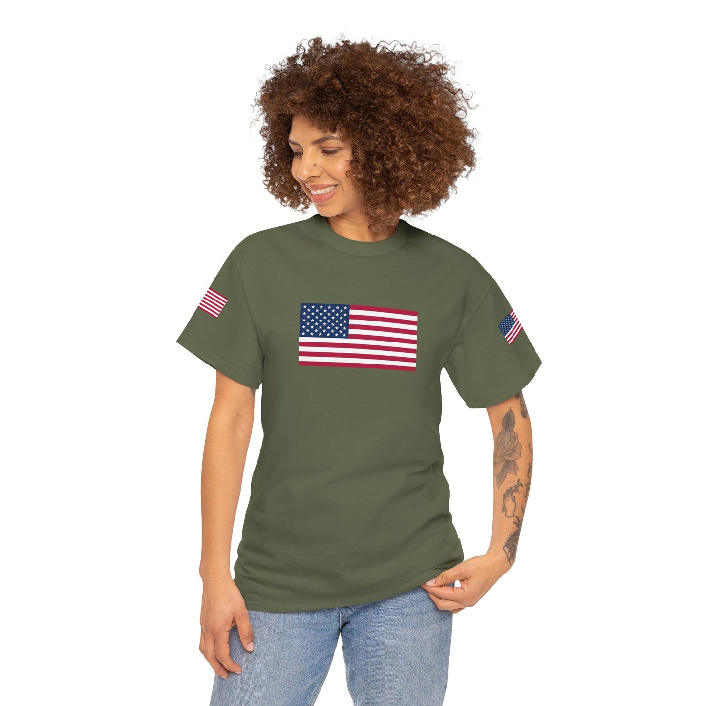Princess Grace Patriotic Unisex Heavy Cotton Tee with USA Flag Design