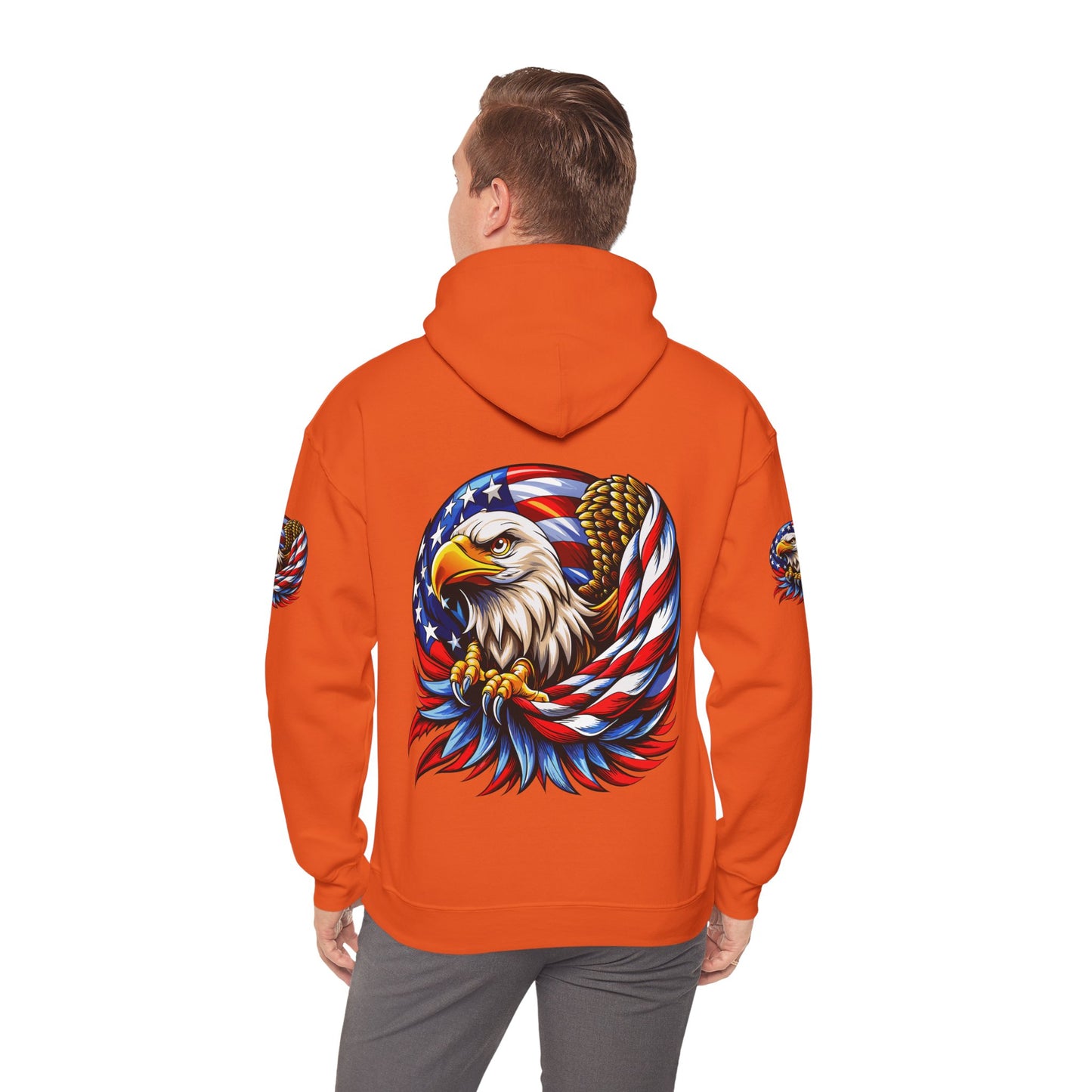 Princess Grace Patriotic Eagle Hoodie Unisex Heavy Blend Sweatshirt with American Flag Design