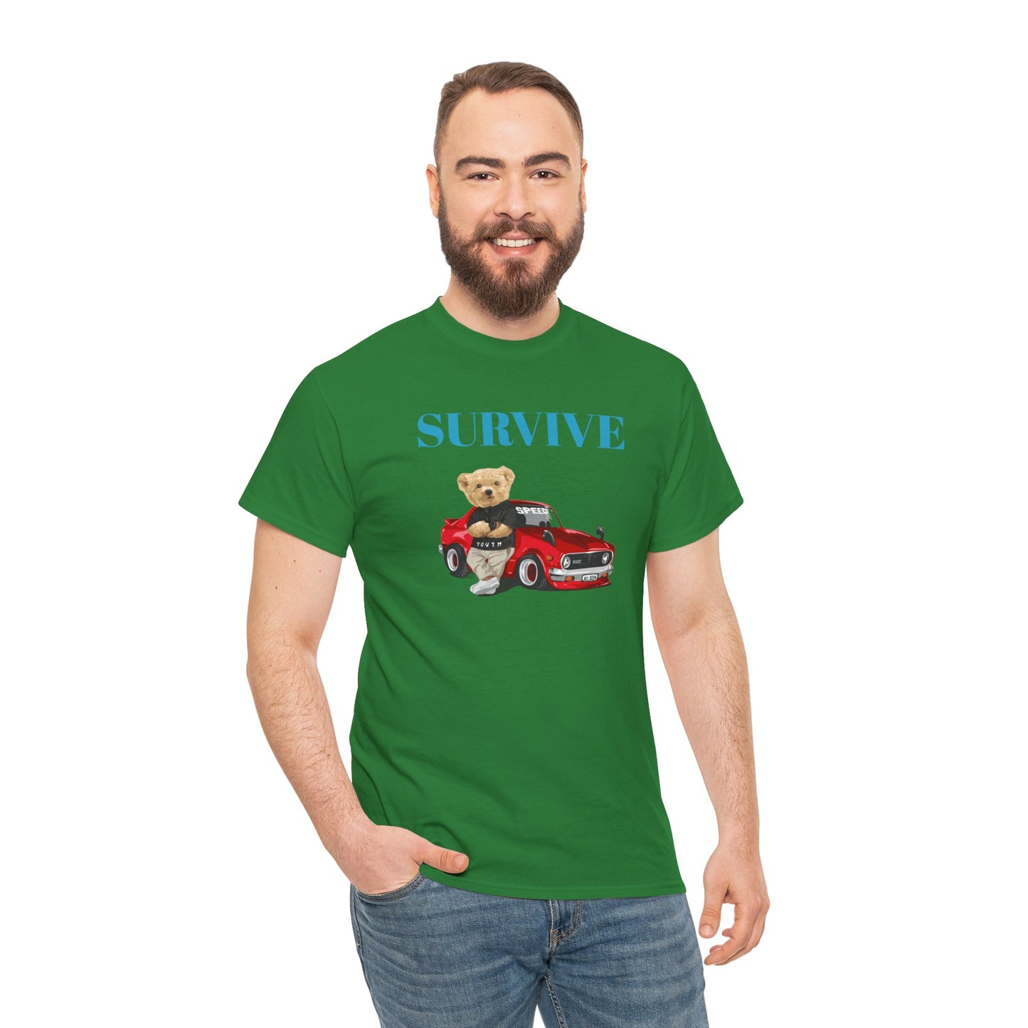 Princess Grace Survive Bear Graphic Unisex Heavy Cotton Tee