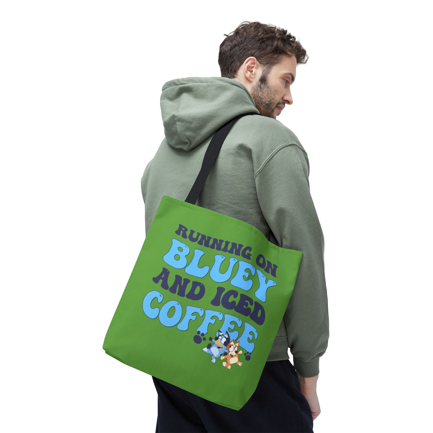 Princess Grace Bluey Coffee Lover Tote Bag Running on Bluey and Iced Coffee