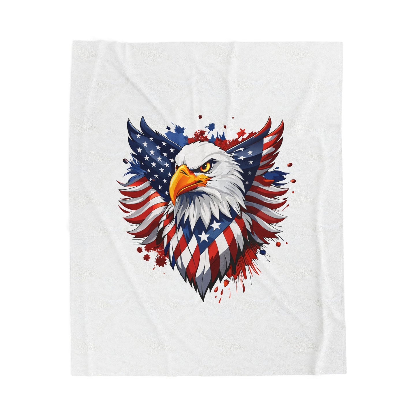 Princess Grace Patriotic Eagle Velveteen Plush Blanket Cozy American Flag Throw