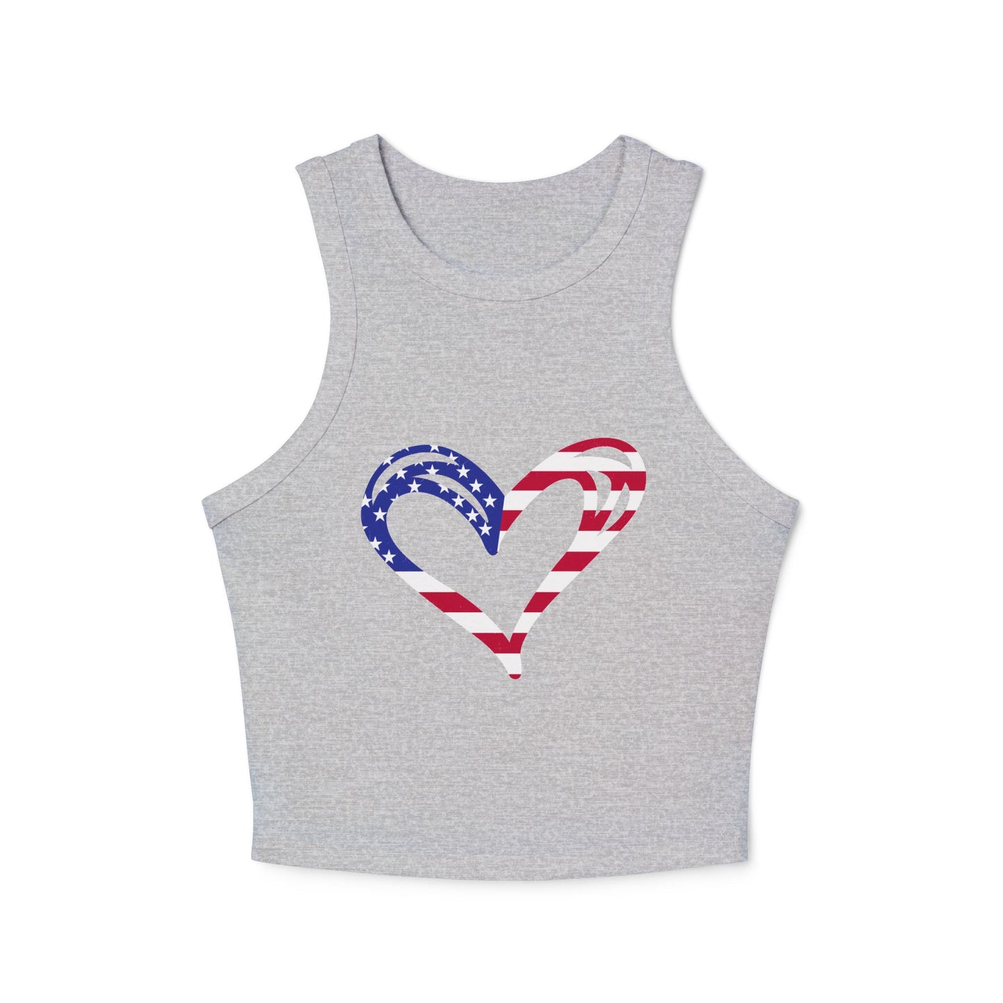Princess Grace Patriotic Heart Women's Micro Rib Racer Tank Top USA Love Tank 4th of July Celebration