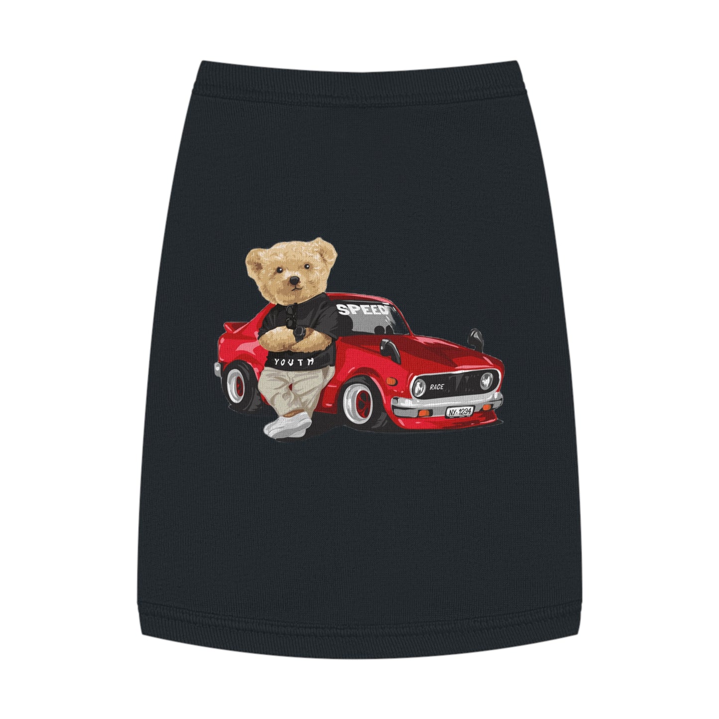 Princess CUTE Pet Tank Top with Racing Bear Graphic Perfect for Playful Pets