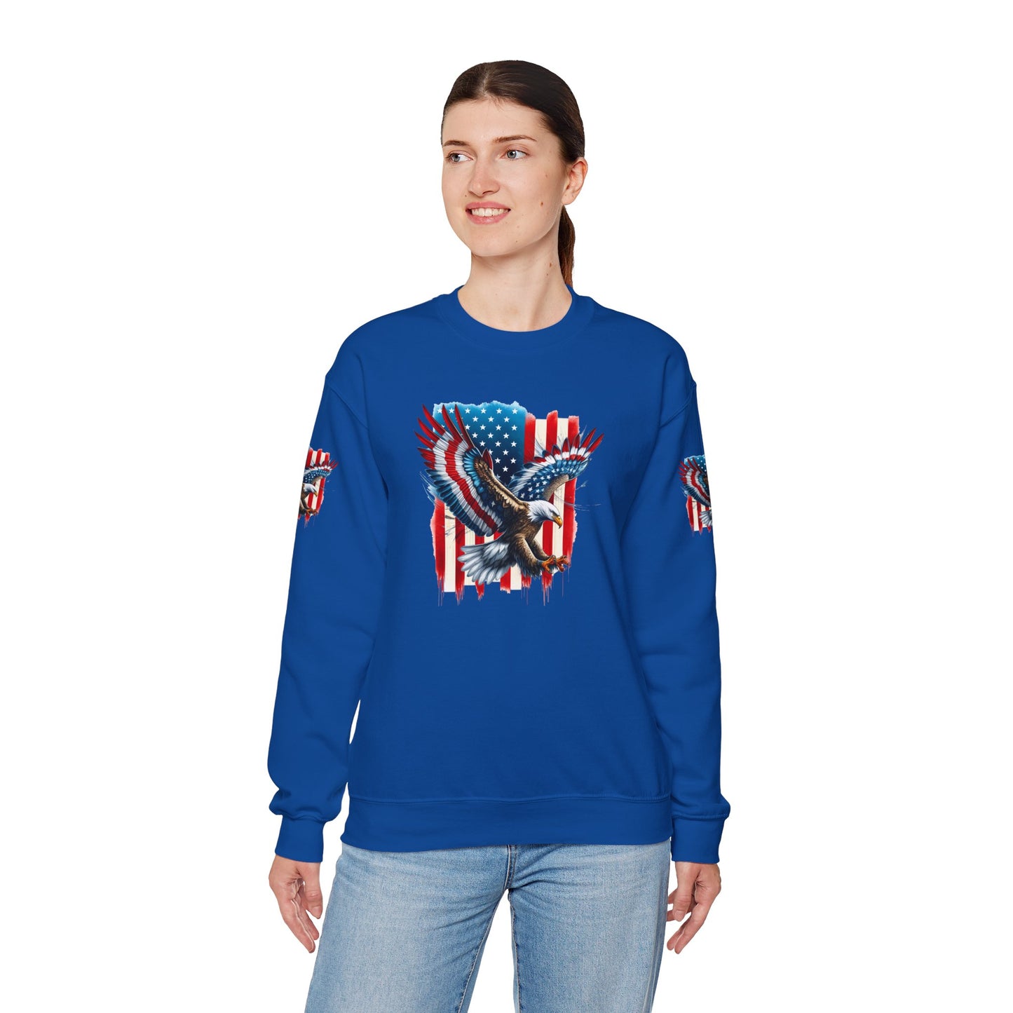 Princess Grace Patriotic Eagle Crewneck Sweatshirt Unisex Heavy Blend