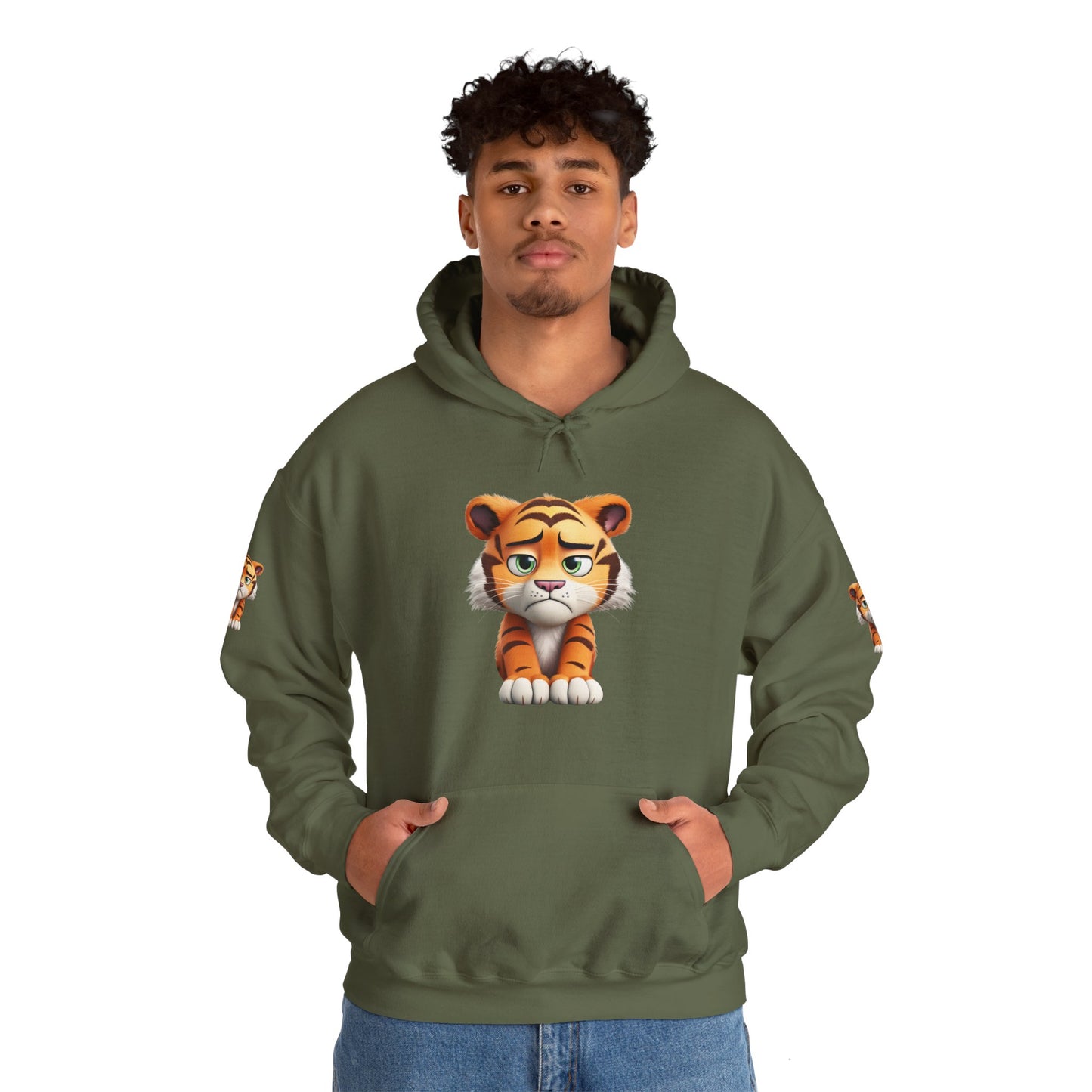 Princess Grace Playful Tiger Graphic Hoodie Unisex Heavy Blend Sweatshirt for Kids and Adults