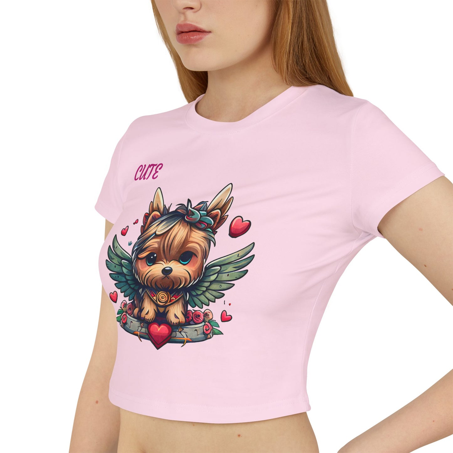 Princess Grace Cute Dog Graphic Women's Baby Tee Perfect for Pet Lovers