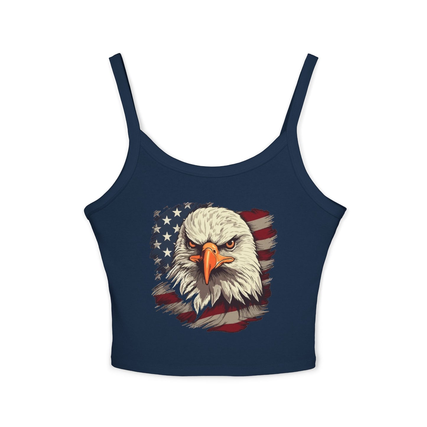 Princess Grace Patriotic Women's Spaghetti Strap Tank Top Eagle & USA Flag Design