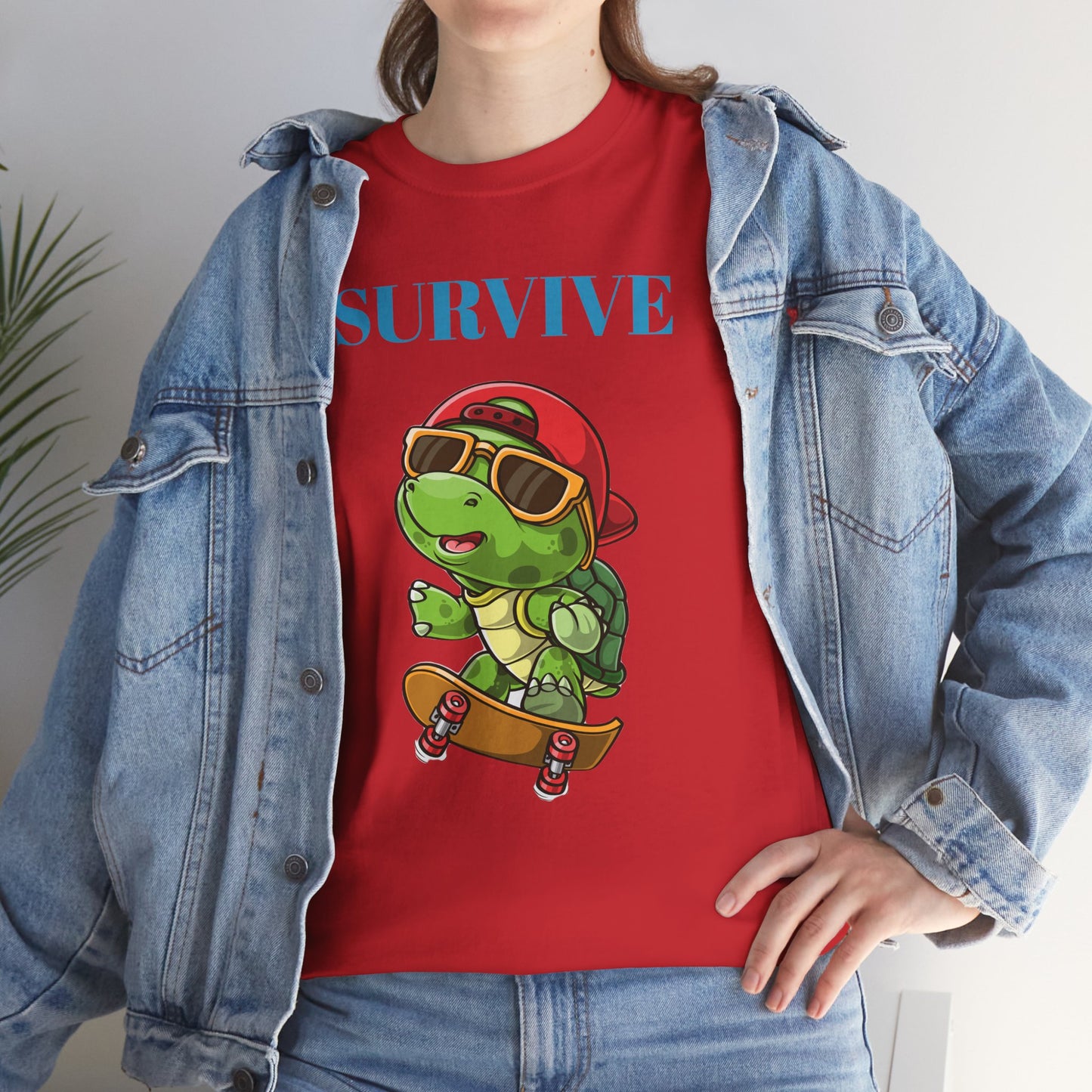 Princess Grace Cool Skateboarding Turtle Tee "Survive" Unisex Cotton T-Shirt for Fun Lovers