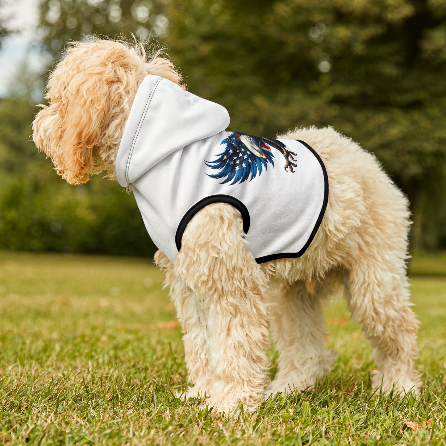 Princess Grace Patriotic Eagle Pet Hoodie Perfect for Independence Day Celebrations
