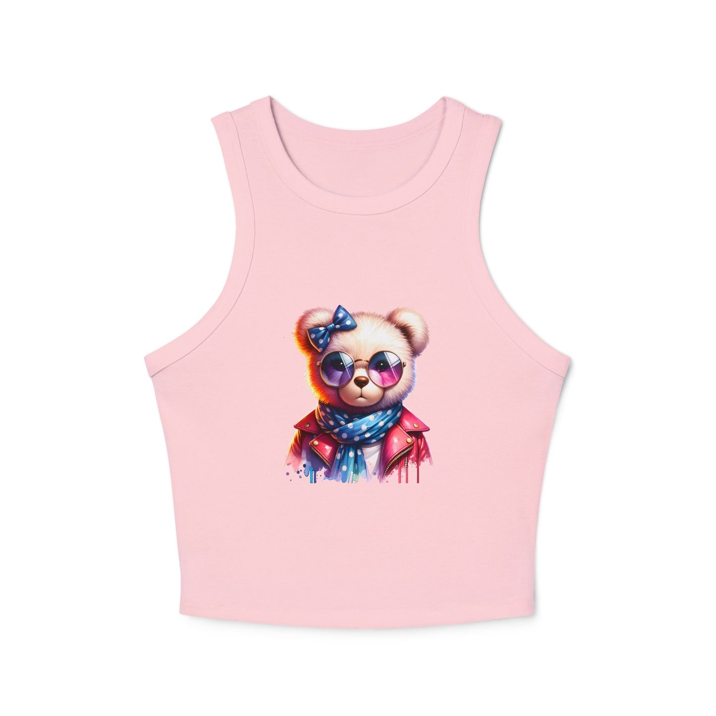 Princess Grace Cute Bear Graphic Racer Tank Top for Women