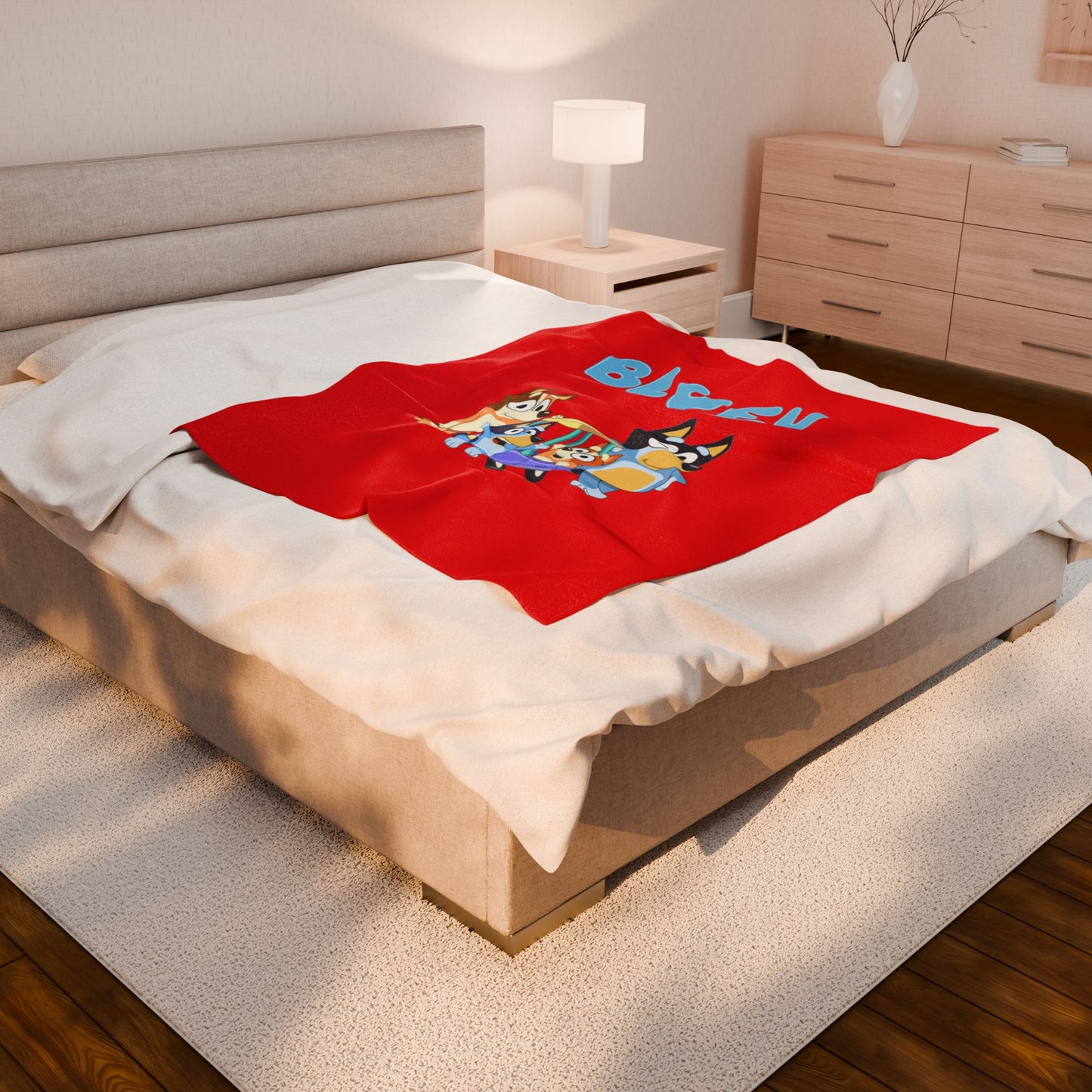 Princess Grace Bluey Velveteen Plush Blanket Cozy Cartoon Throw for Kids