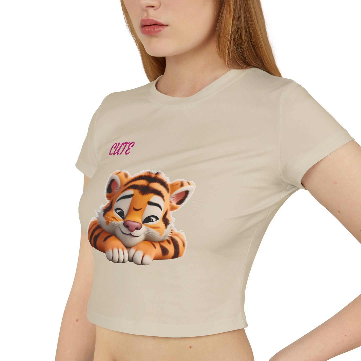 Princess Grace Cute Tiger Women's Baby Tee Playful and Stylish Top for Animal Lovers
