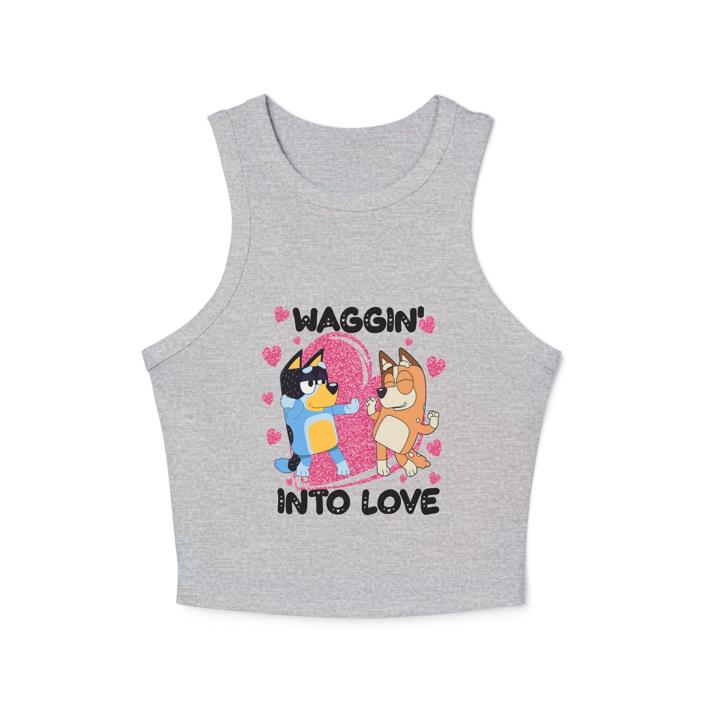 Princess Grace Bluey Waggin Into Love Women's Racer Tank Top Cute Pet-Themed Summer Apparel