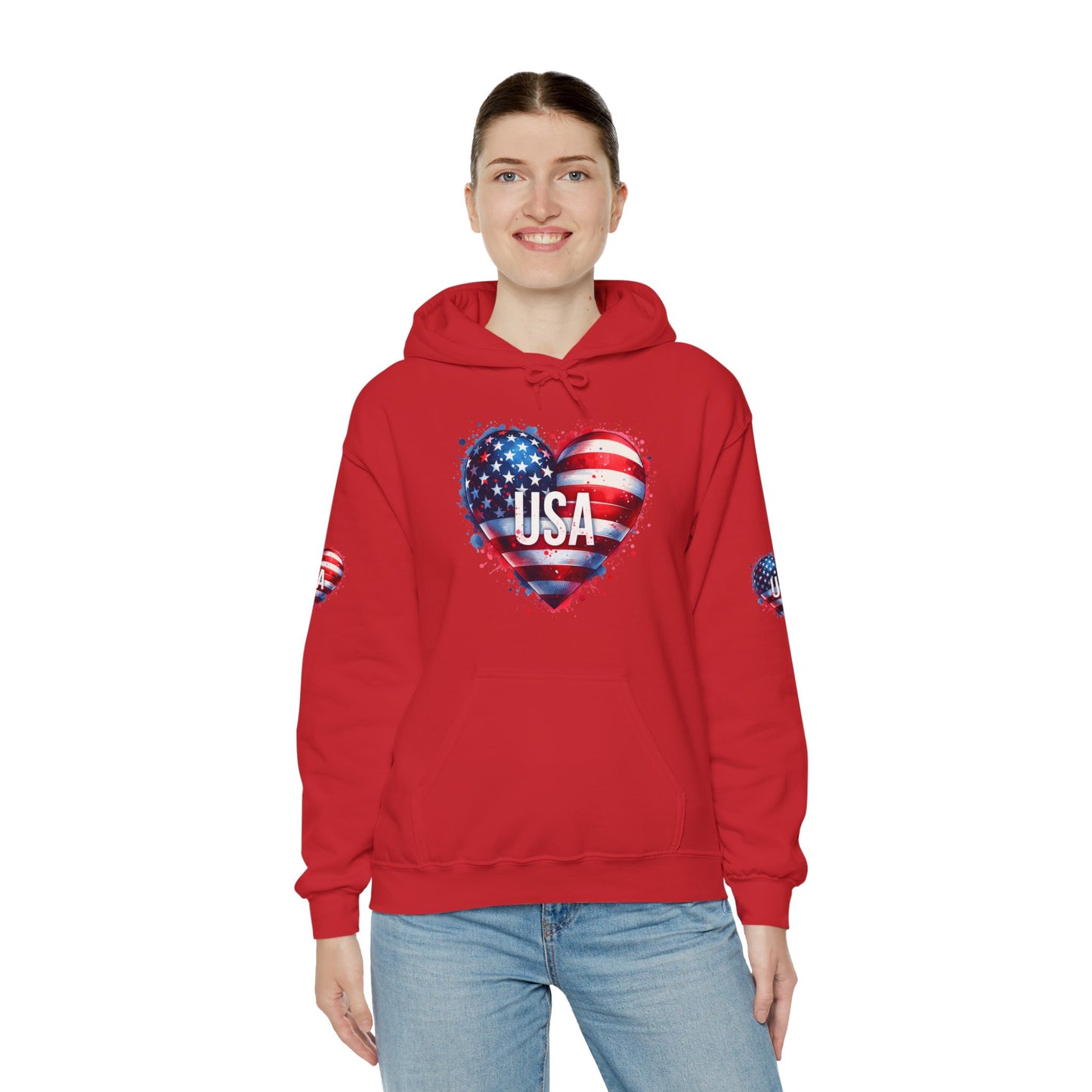Princess Grace Patriotic Heart Hoodie for USA Lovers Unisex Heavy Blend