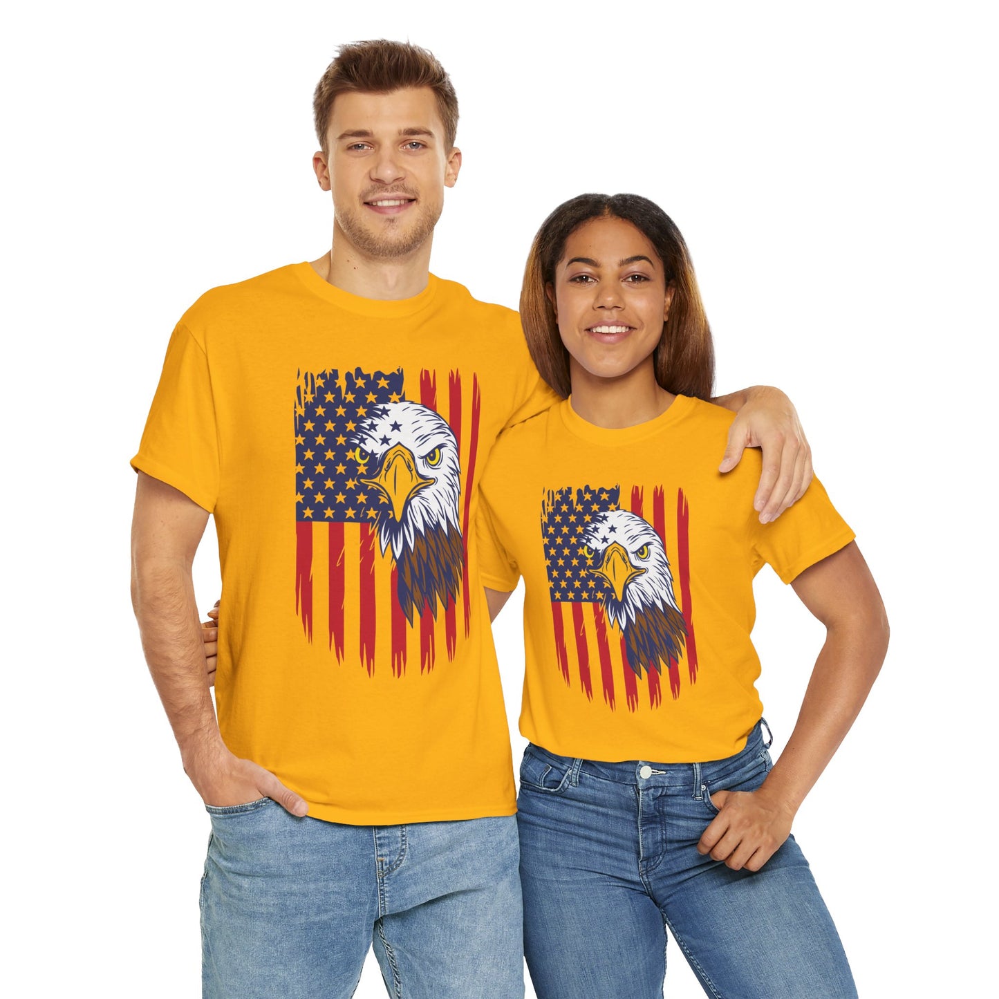 Princess Grace Eagle & American Flag Unisex Heavy Cotton Tee Patriotic Apparel for All Occasions
