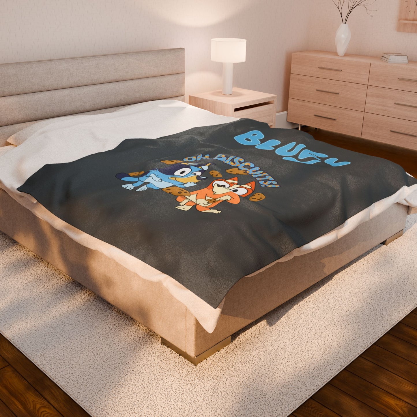 Princess Grace Bluey Oh Biscuits Velveteen Plush Blanket Cozy Kids Throw for Comfort and Fun