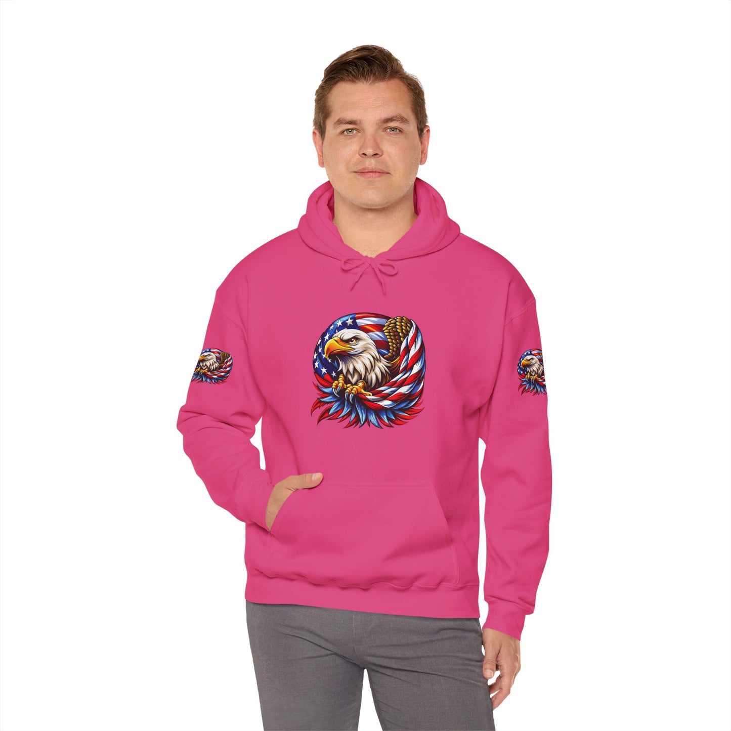 Princess Grace Patriotic Eagle Hoodie Unisex Heavy Blend Sweatshirt with American Flag Design