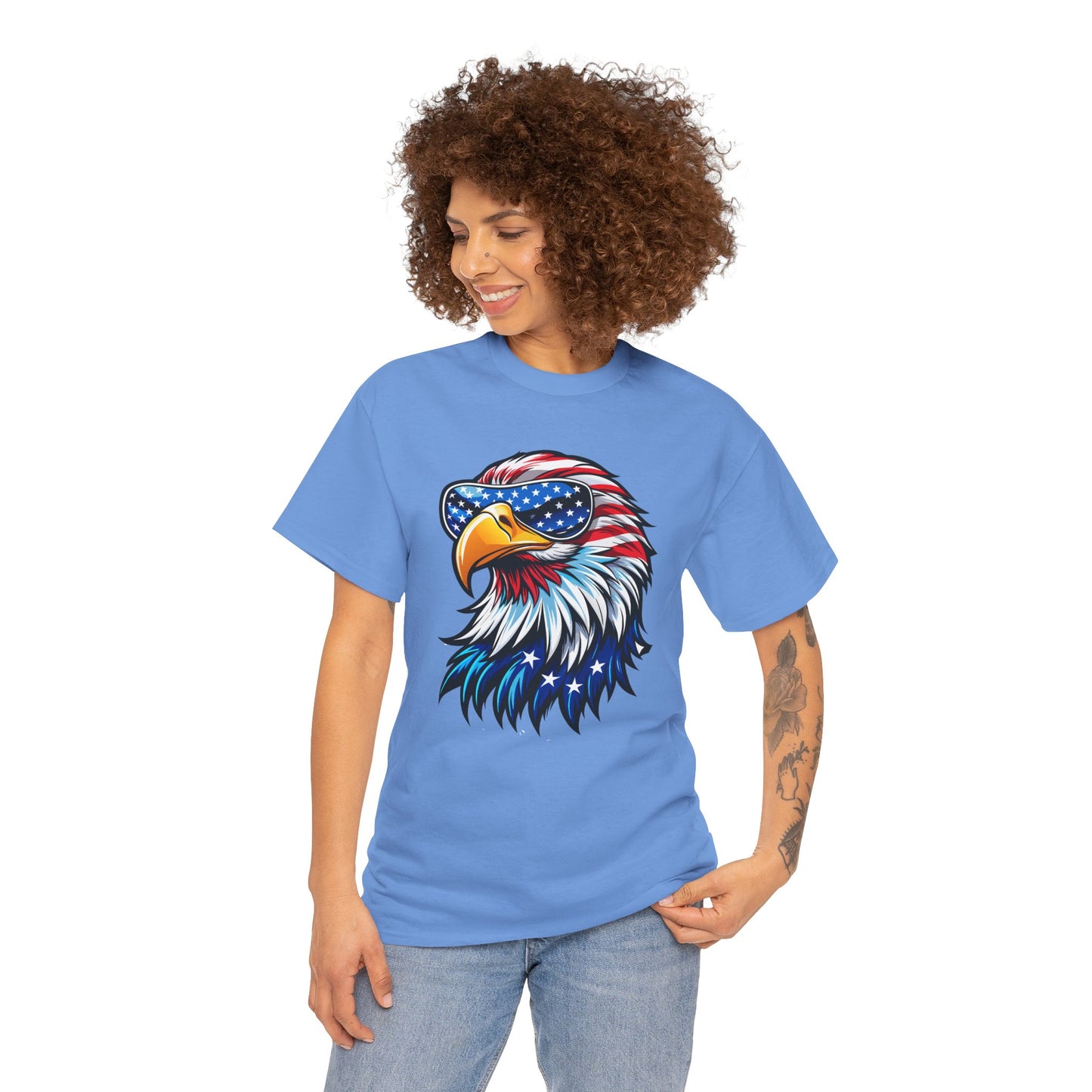 Princess Grace Patriotic Eagle Unisex Heavy Cotton Tee 4th of July Spirit