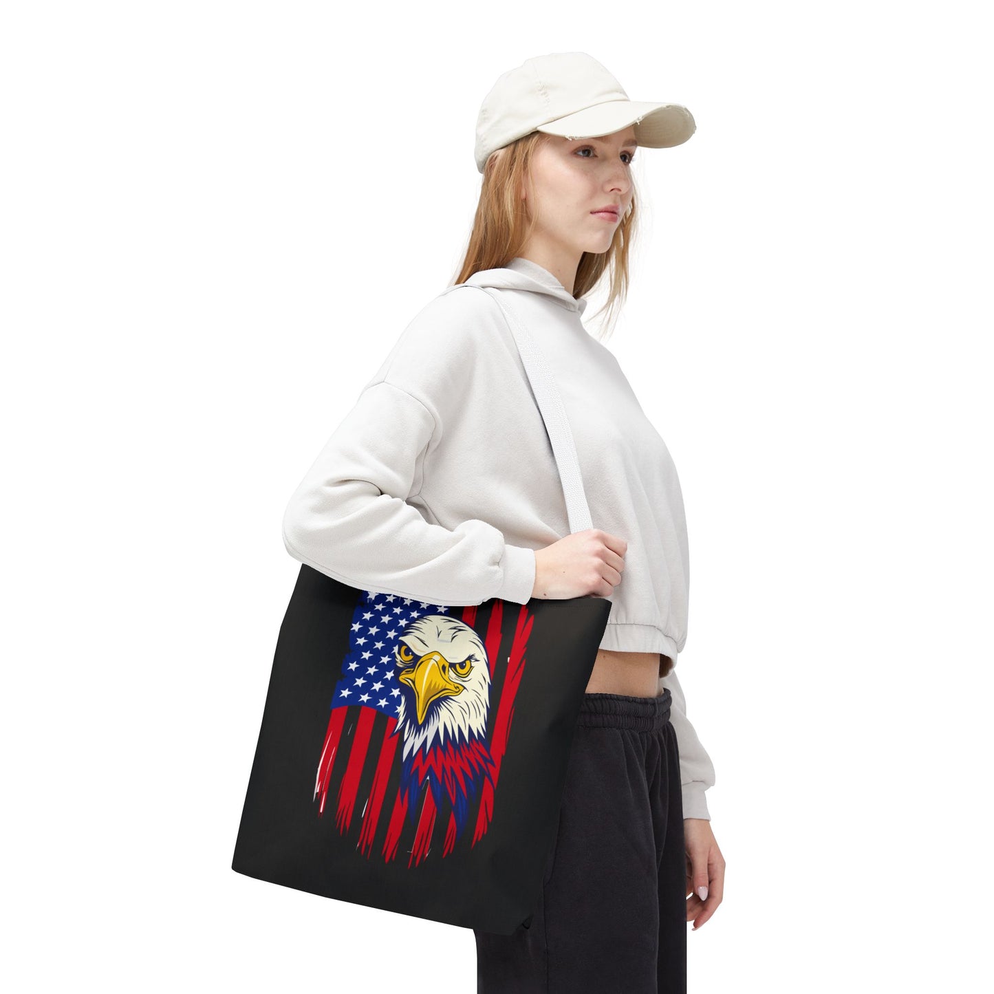 Princess Grace Patriotic Eagle Tote Bag USA Flag Design for Independence Day and Everyday Use