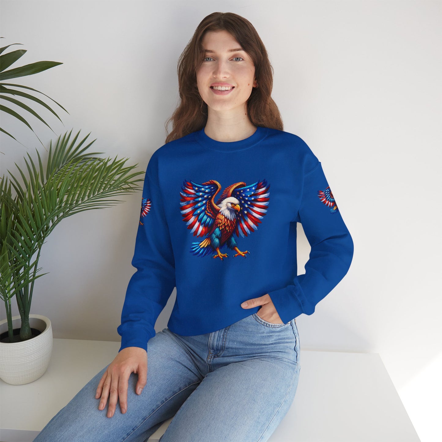 Princess Grace Eagle Wings Unisex Crewneck Sweatshirt Patriotic Graphic Pullover