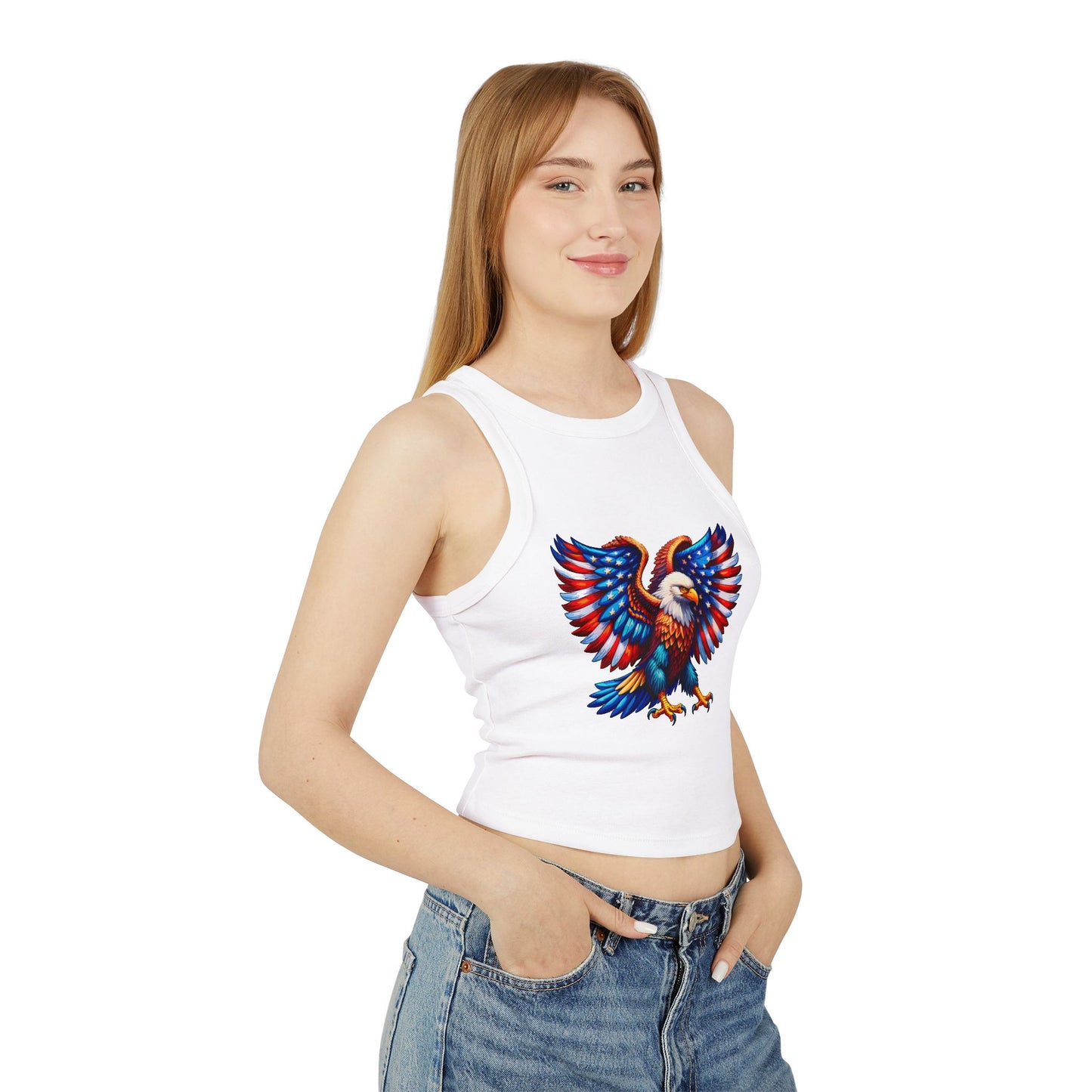 Princess Grace Patriotic Eagle Racer Tank Top for Women